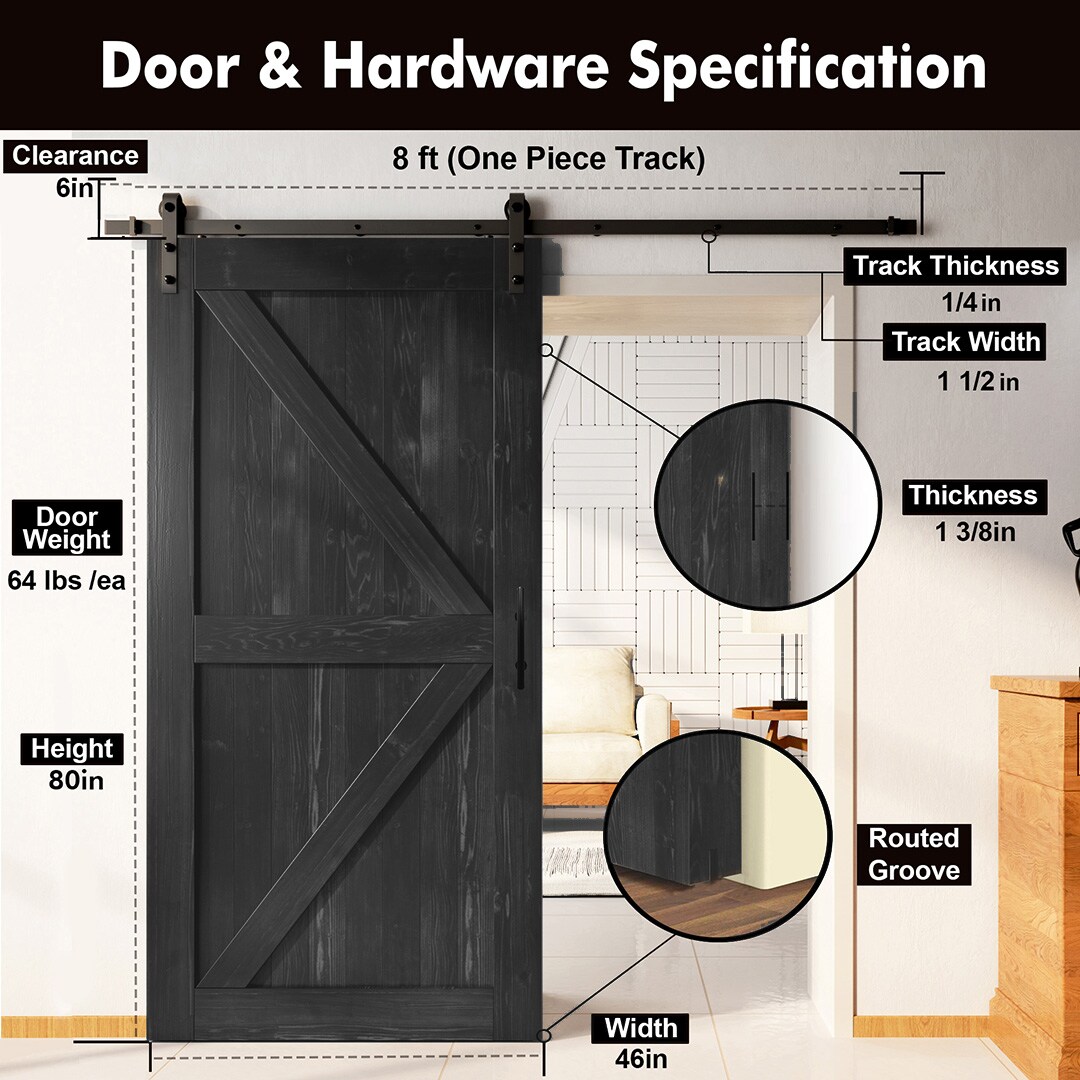 HOMACER YT1TGH096C-4680F-BK Barn-Doors - View #2