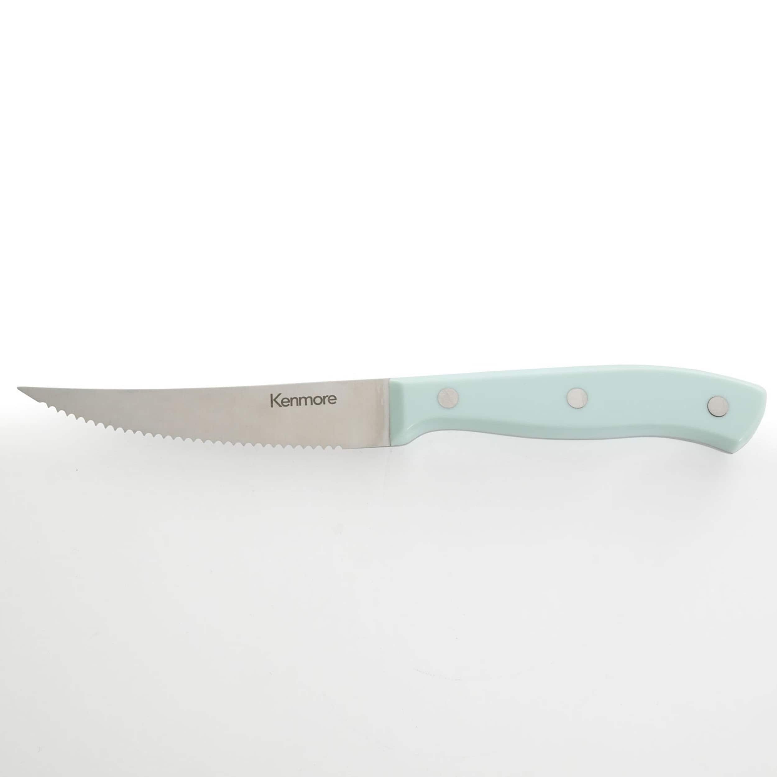 Stainless Steel Cutlery, 14 Piece Knife Block Set, Dishwasher Safe, Blue