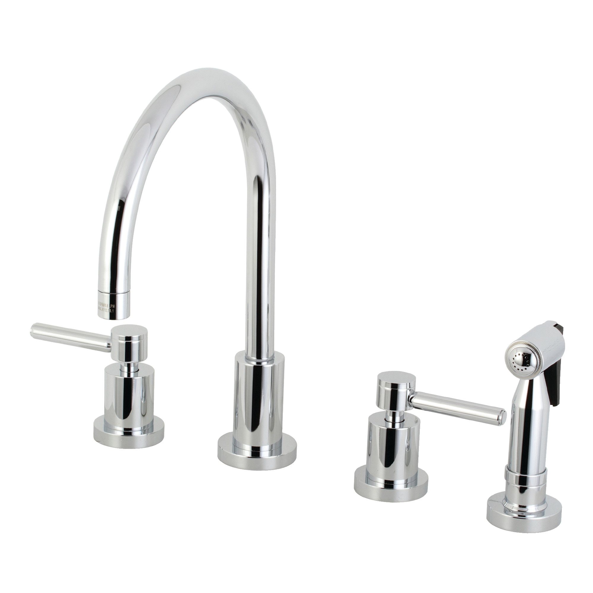 Kingston Brass WLKS8721DLBS Concord Polished chrome Double Handle Deck-mount Kitchen Faucet with Sprayer ( Side Sprayer Included )