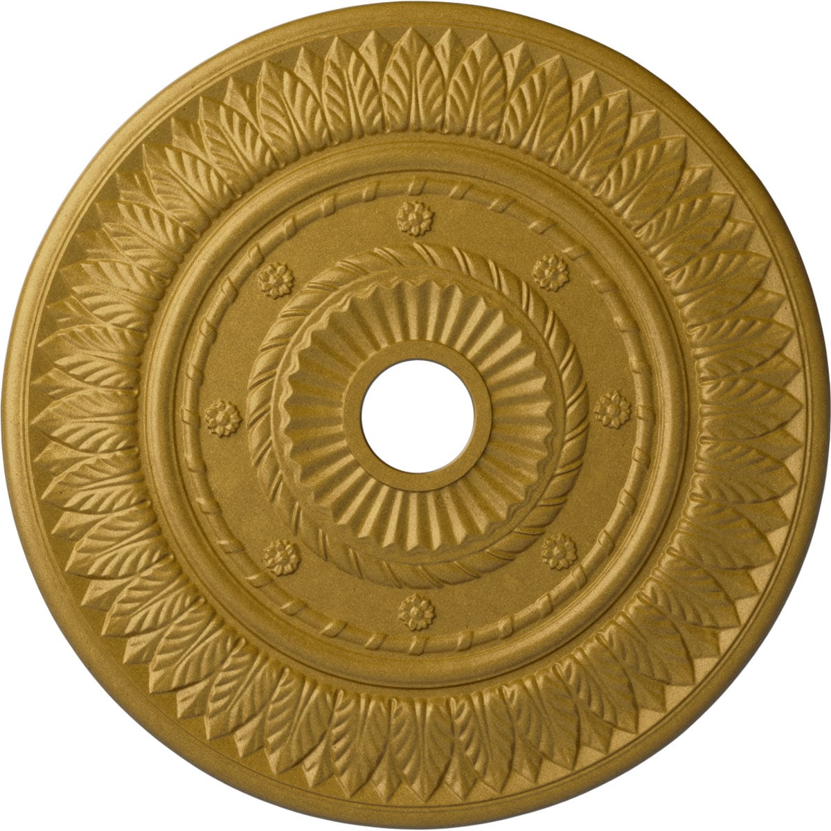 Ekena Millwork CM26LFPGS Leaf 26.75-in W x 26.75-in L Painted Pharaohs Gold Polyurethane Whole Ceiling Medallion