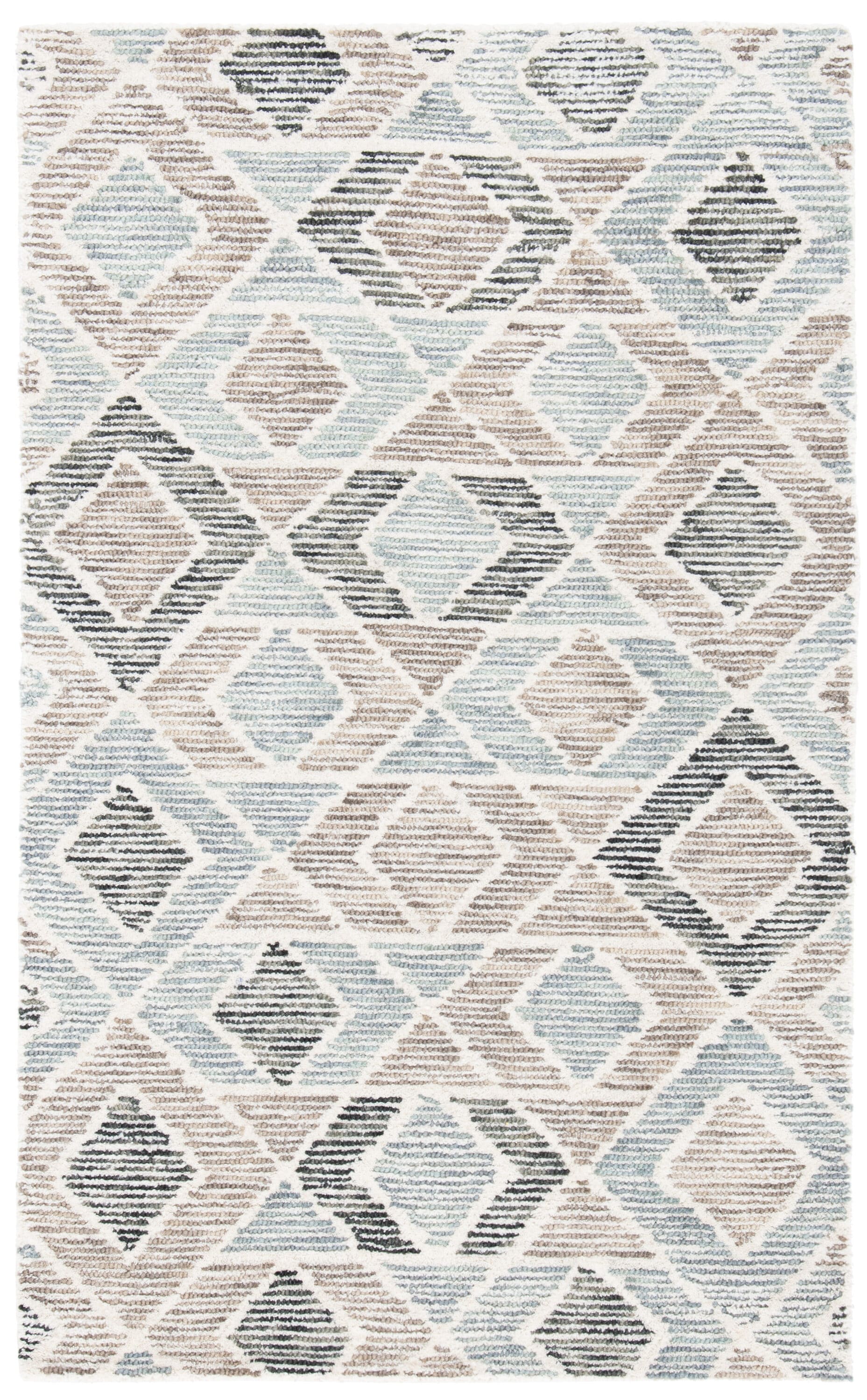 Handmade Blue and Beige Wool Tufted Area Rug