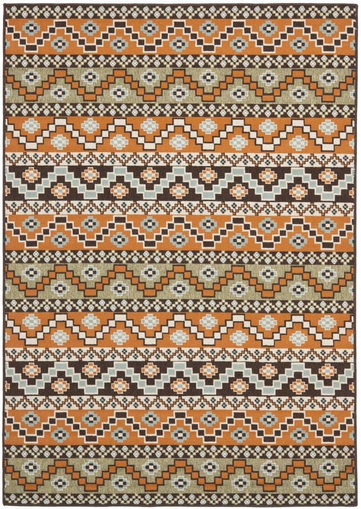 Safavieh VER095-0752-6 Veranda Rudy 7 x 10 (ft) Loomed Synthetic Terracotta/Chocolate Rectangular Indoor/Outdoor Abstract Coastal Area rug
