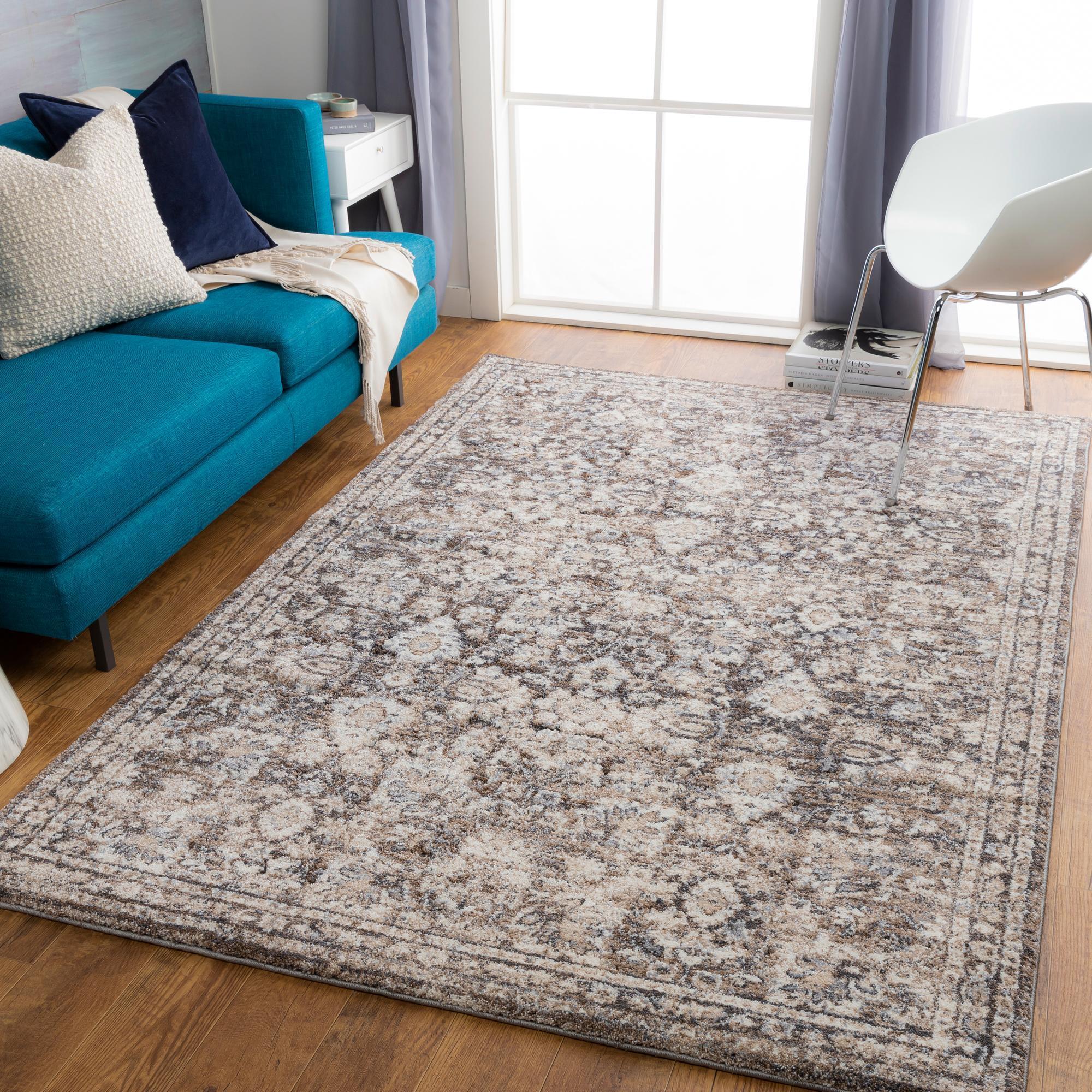 Surya TUS2319-4357 4 x 6 (ft) Polypropylene Taupe Rectangular Indoor Medallion Vintage Area rug