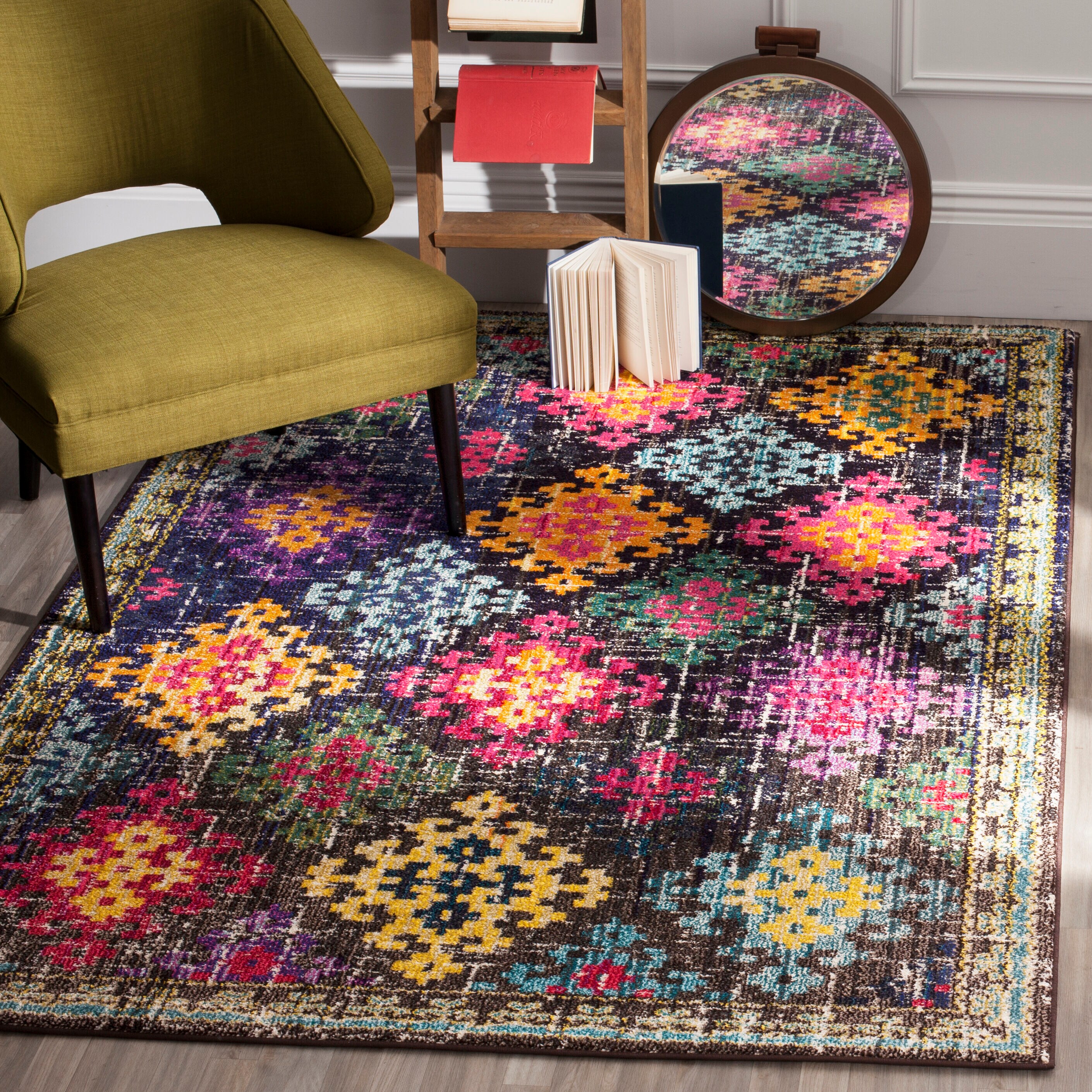 Safavieh MNC244F-8 Monaco Sonia 8 x 11 (ft) Loomed Polypropylene Multi Rectangular Indoor Distressed/Overdyed Bohemian/Eclectic Area rug