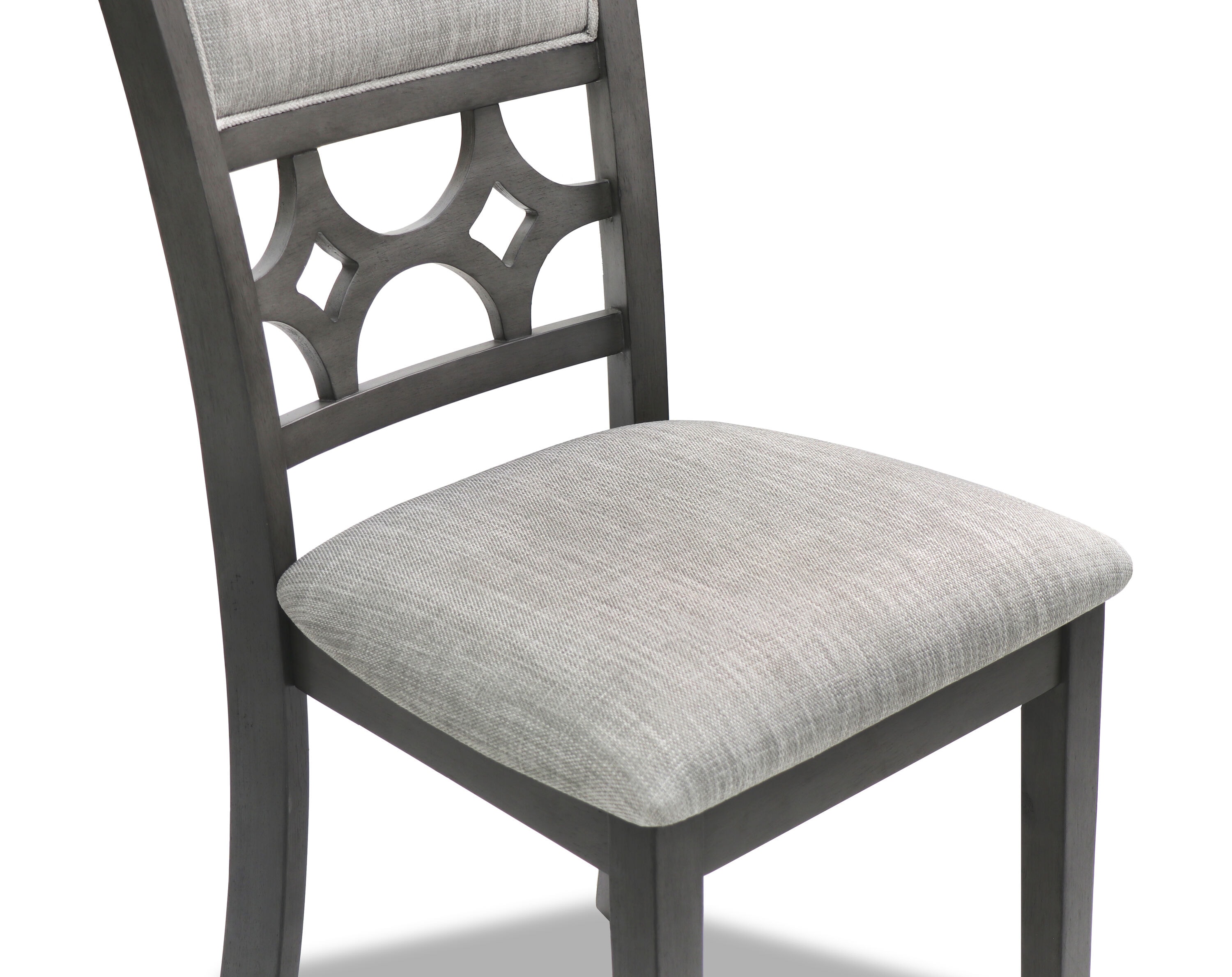 Contemporary 42" Round Gray Dining Set with 4 Padded Chairs