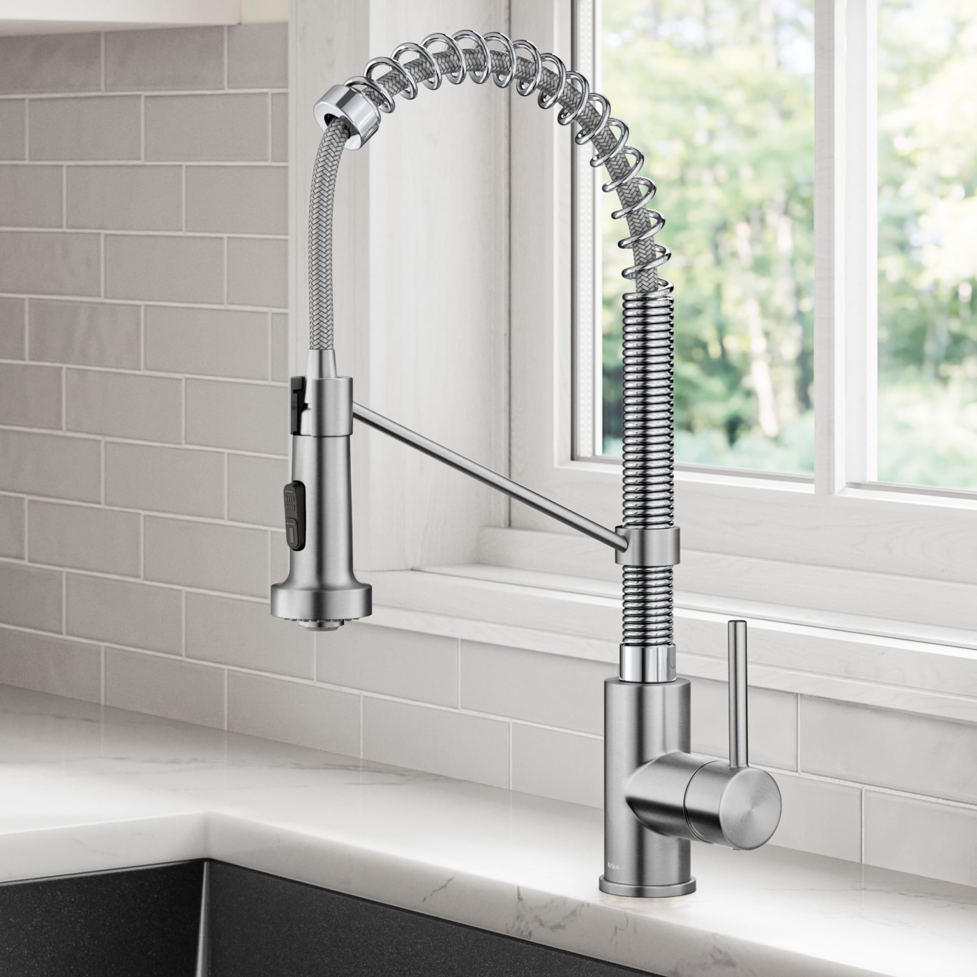 Kraus Bolden Spot Free Stainless Steel/Chrome Single Handle Pull-down ...