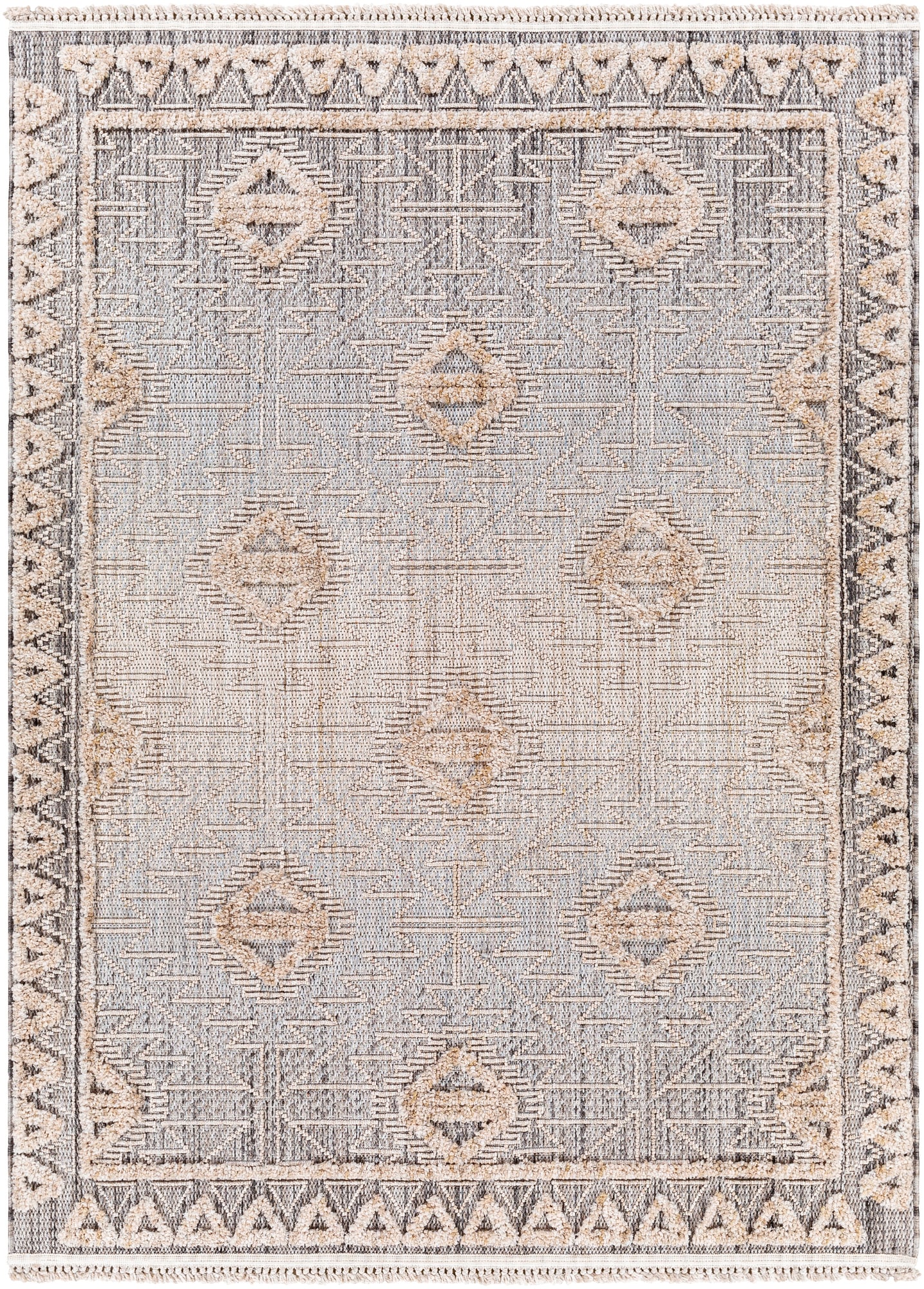 Livabliss ZRZ2318-679 Zaragoza 7 x 9 (ft) Polyester Medium Gray Rectangular Indoor Tribal Global Area rug
