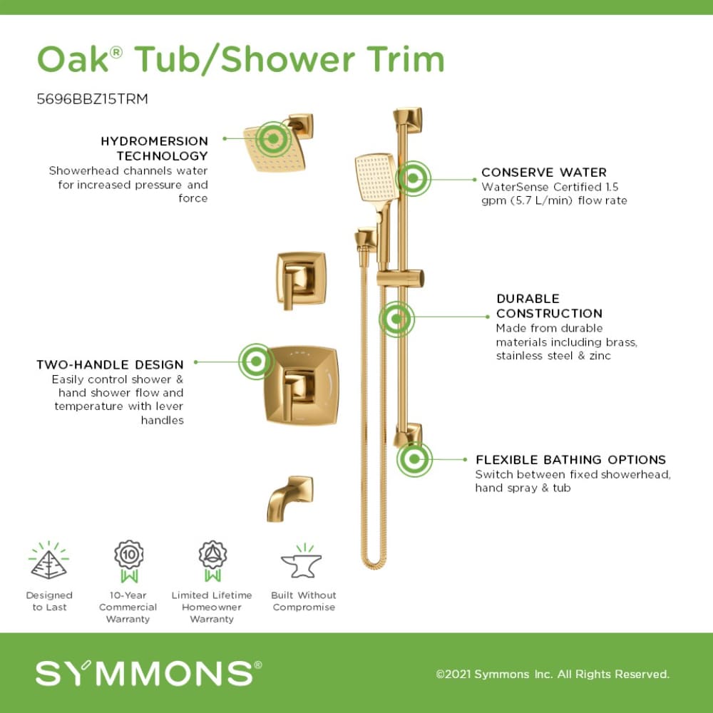 Symmons 5696BBZ15TRM Tub-Shower-Faucets - View #3