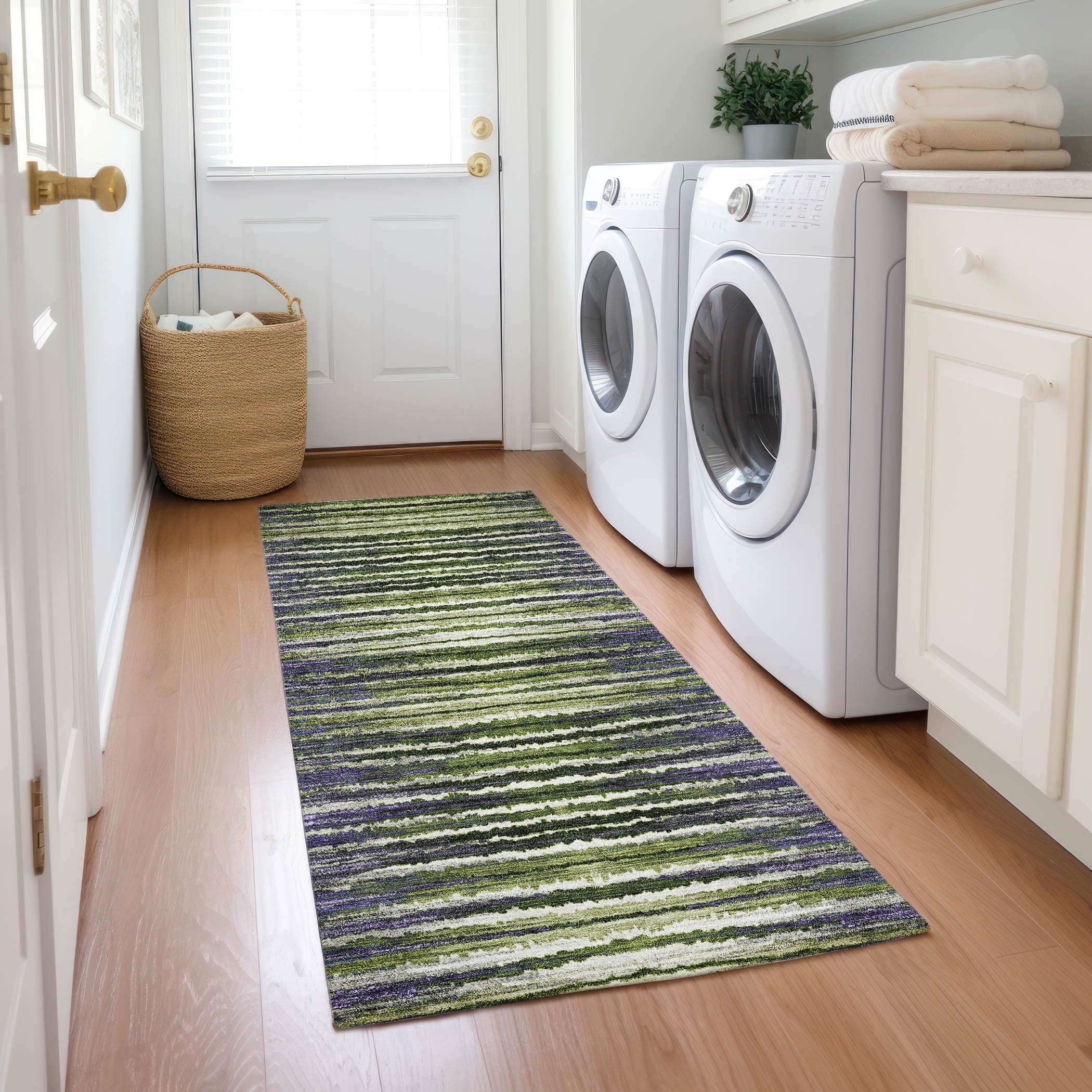 Addison Rugs ACN604PP2X8 Chantille ACN604PP 2 x 7 (ft) Polyester Purple Rectangular Indoor/Outdoor Abstract Machine washable Runner rug