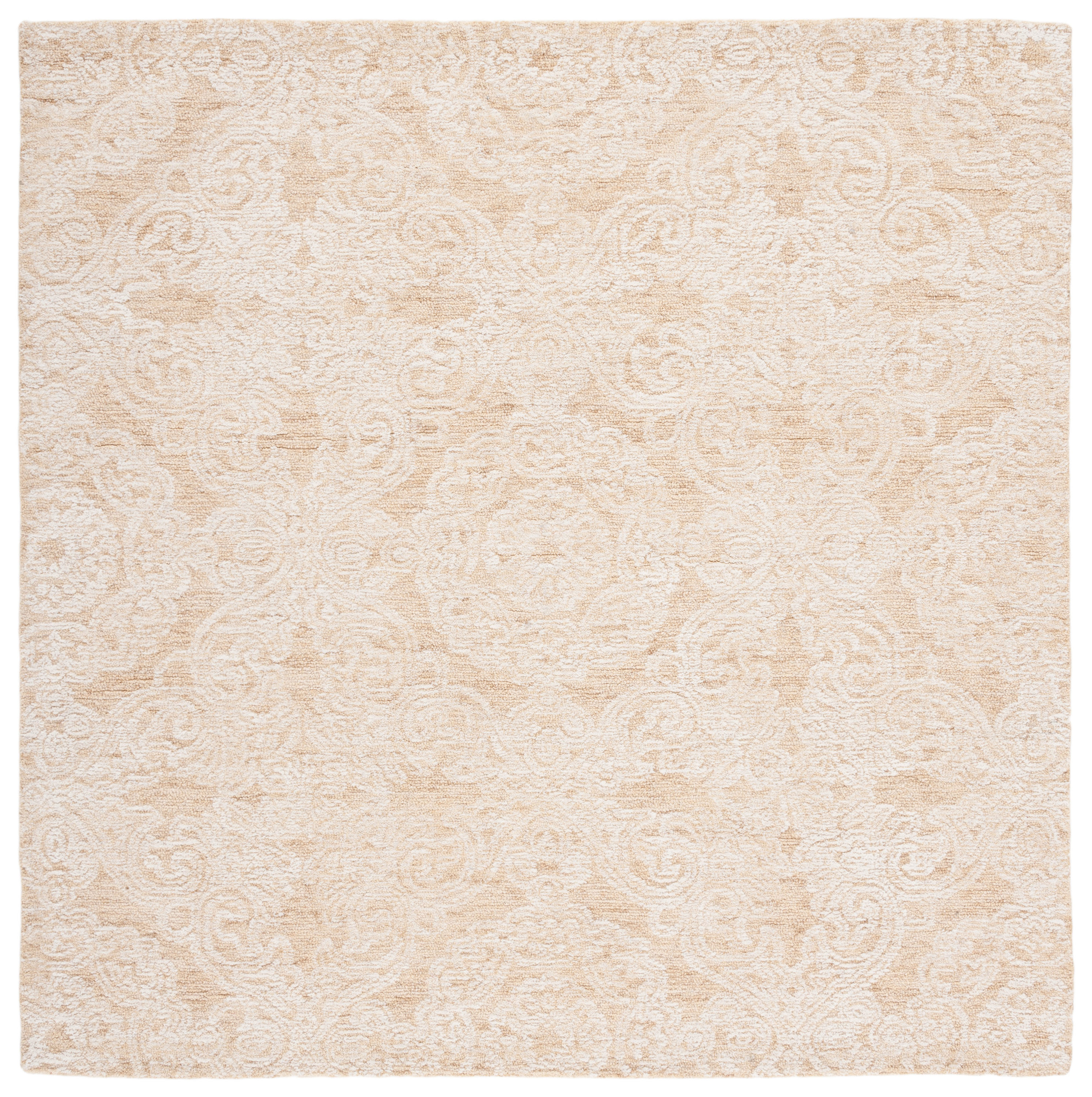 Safavieh MET997D-6SQ Metro Marcienne 6 x 6 (ft) Tufted Wool Gold/Ivory Square Indoor Floral/Botanical Farmhouse/Cottage Area rug