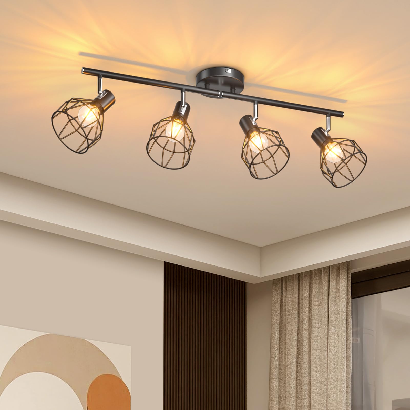 Yichuhaoxi 6 Light Black Ceiling Track Lighting Kit with Adjustable ...