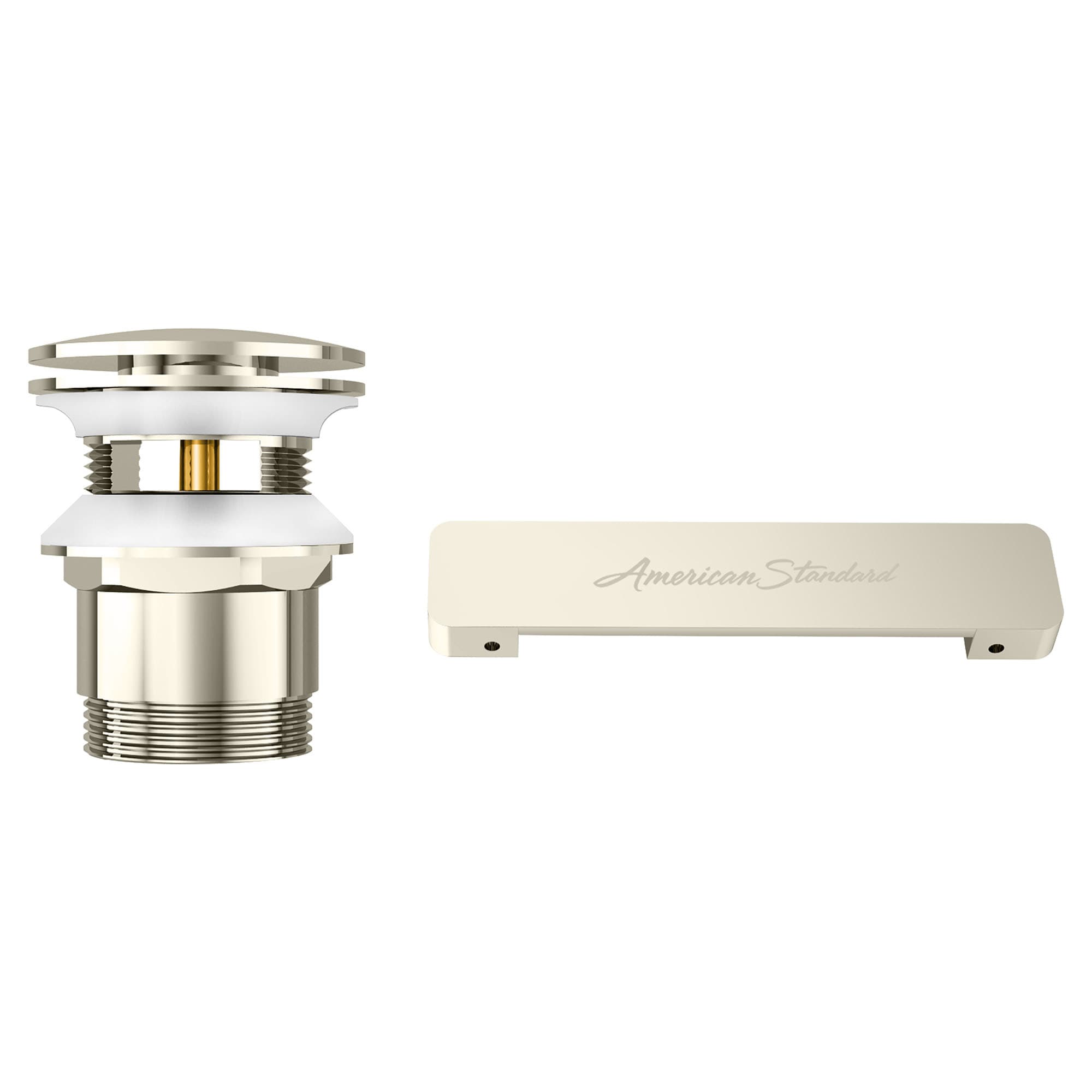 American Standard 1-3/4-in Nickel Freestanding Bathtub Overflow Cover and Drain Kit Polished Nickel Drain/overflow kit Drain with Brass