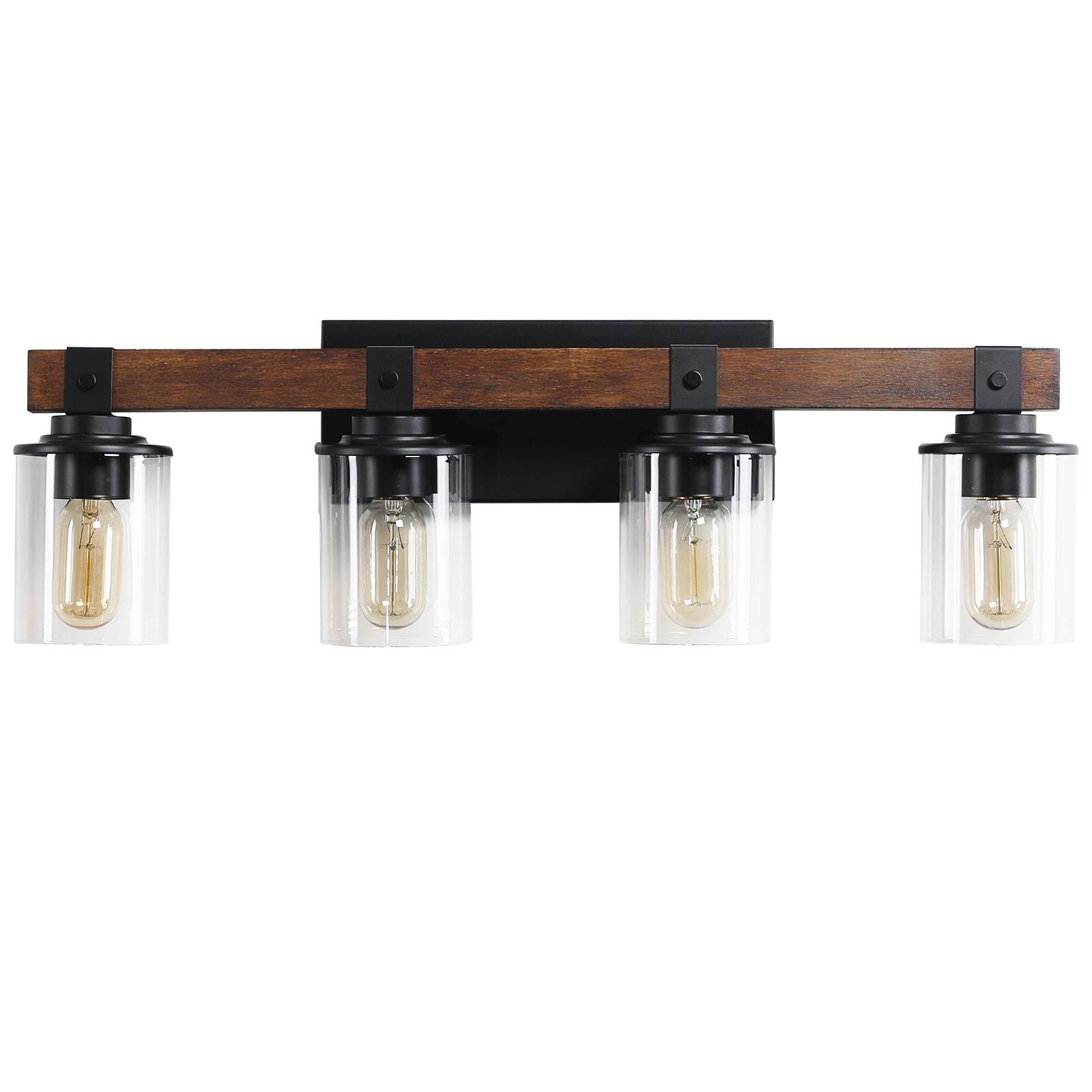 Medunjess LC-27VL4 Llco 27.2-in 4 -Light Brown Farmhouse Vanity light