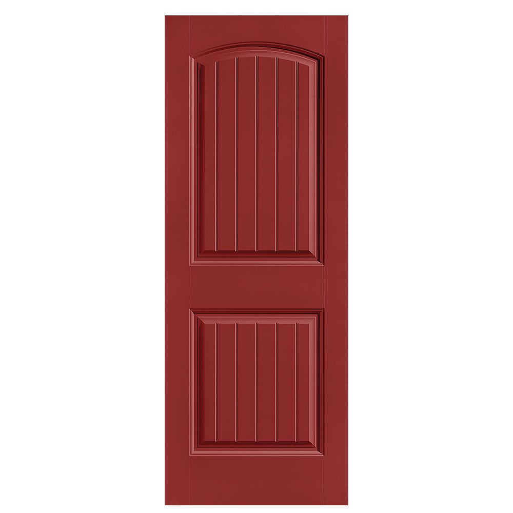 Masonite 1443703 Cheyenne 30-in x 80-in Barn Red 2-panel round top plank Smooth Solid core Prefinished Molded composite Slab Door