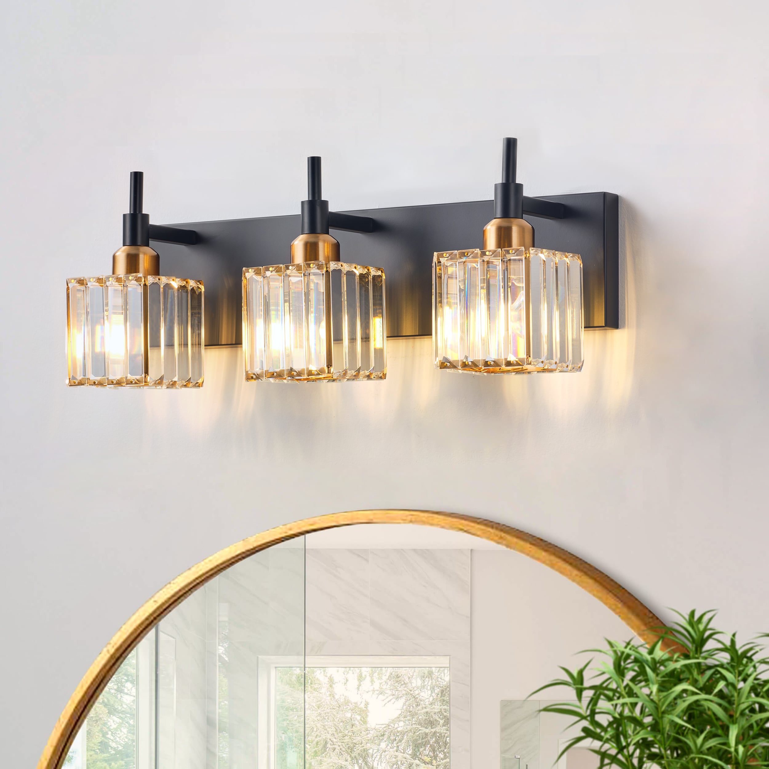 Aiwen HZ-6020-BL 19.88-in 3 -Light Black Modern/contemporary Vanity light