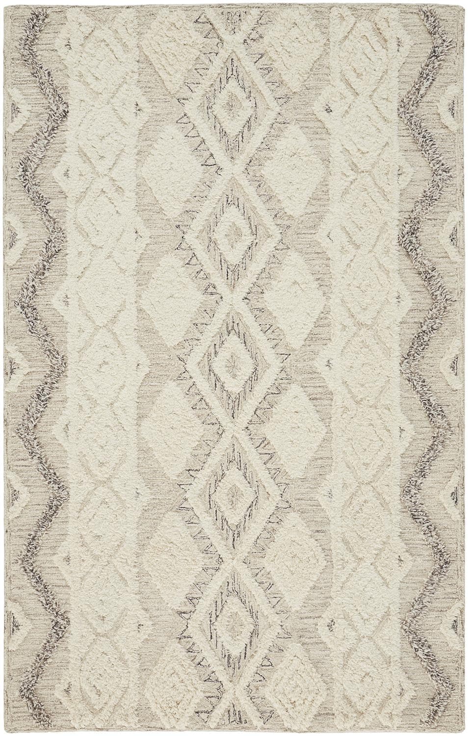 Room Envy ANCR8006GRY000C00 Elika 4 x 6 (ft) Tufted Wool Ivory/Warm Dark Gray Rectangular Indoor Geometric Bohemian/Eclectic Area rug
