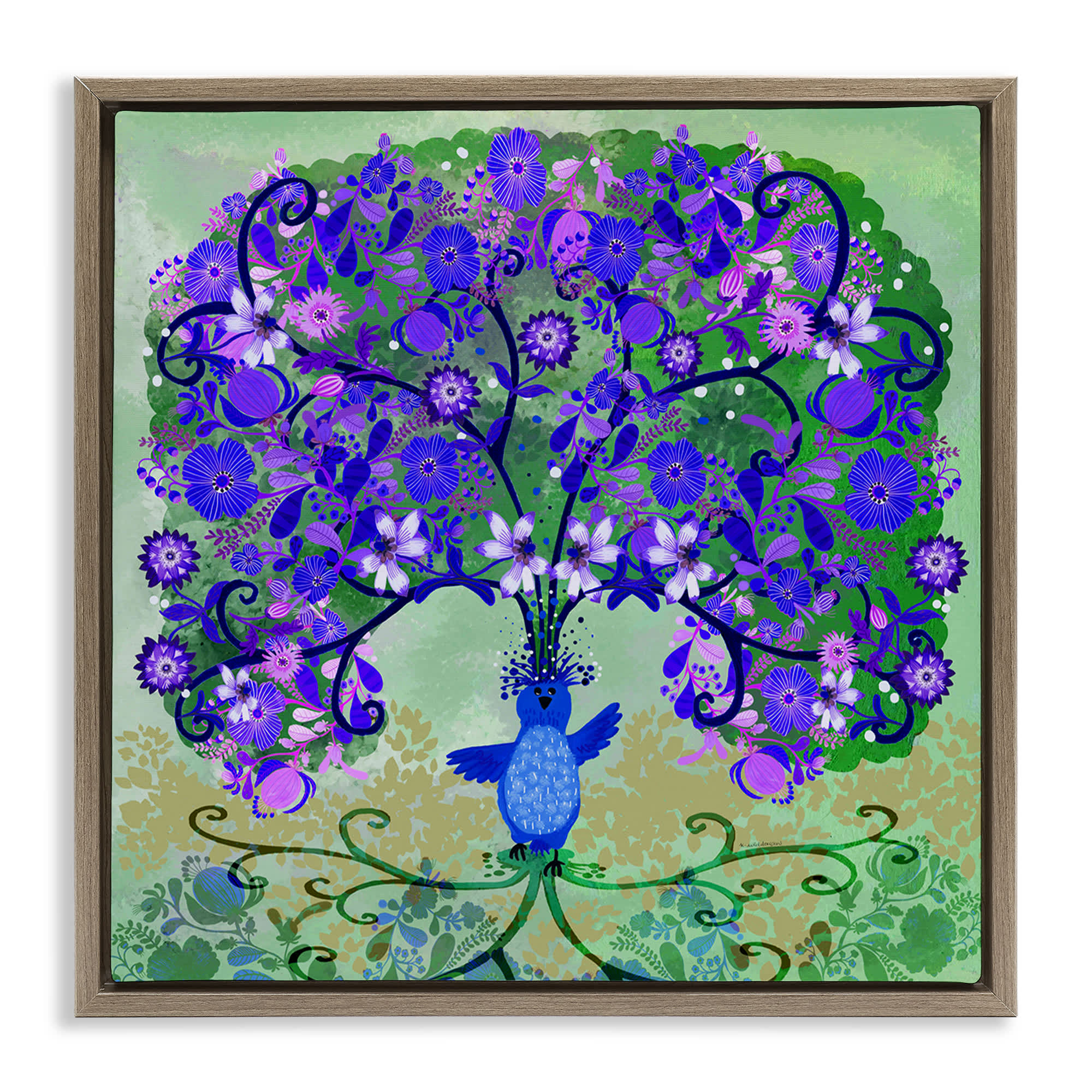 Stupell Industries BS-604-FFE-24X24 Tree Blooming From Bird Floating Frame design by Kay Widdowson