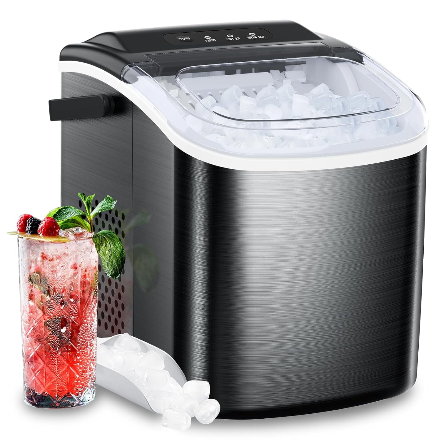 26-lb Countertop or Portable Bullet Ice Maker (Black Stainless Steel) | - COWSAR LSZ5812SH-BLACK