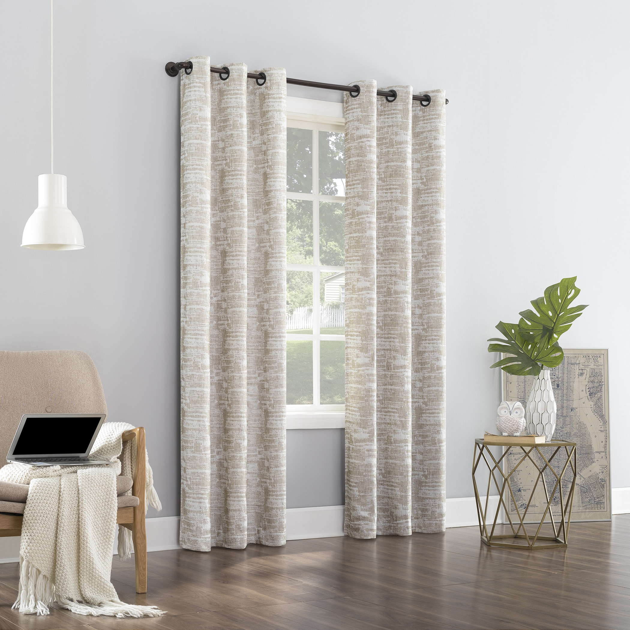 96" x 40" Beige Linen Blackout Grommet Curtain Panel