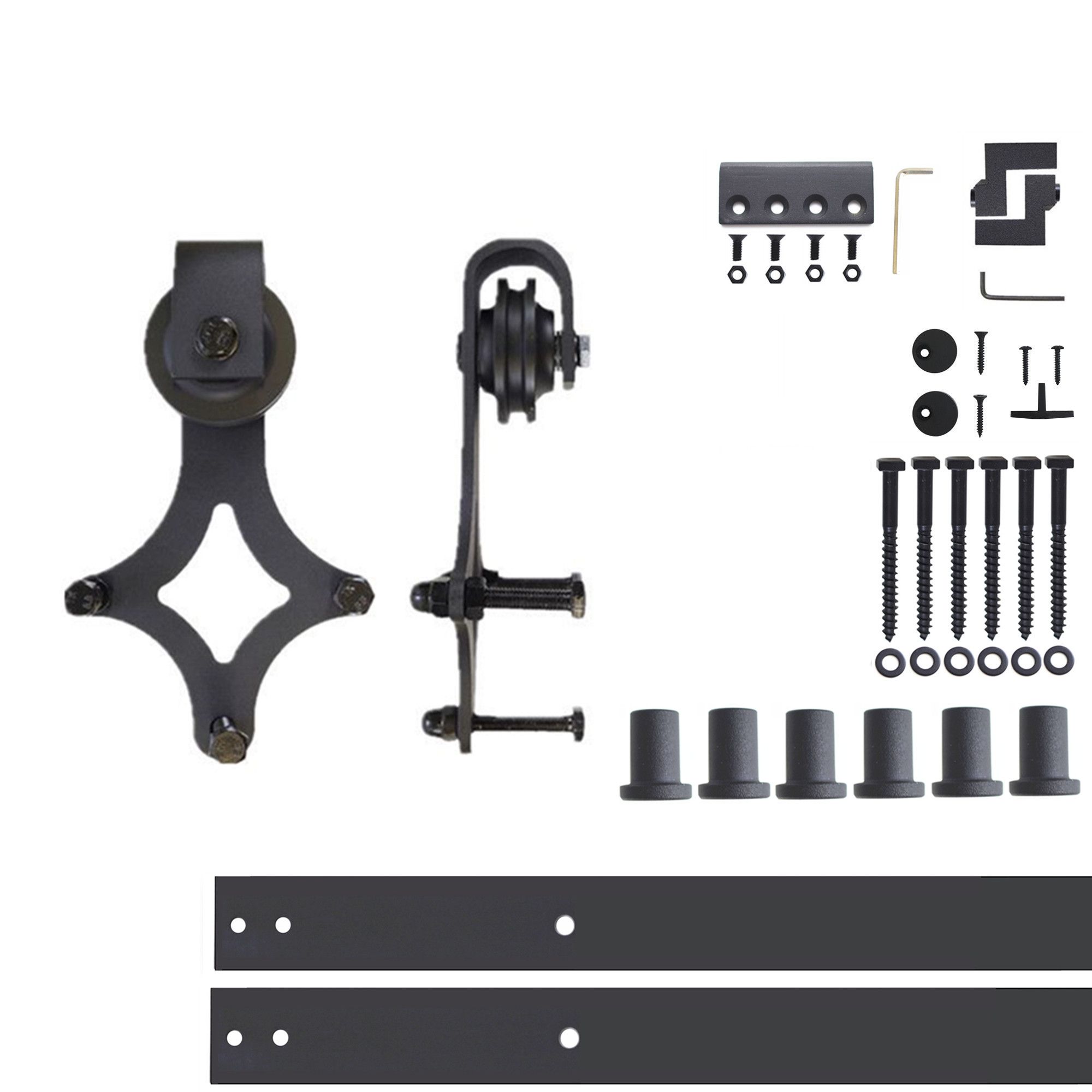 HOMACER 90-in Rustic Black Indoor Top Mount Single Barn Door Hardware Kit DZ1TGH090C Sansujyuku sansujyuku.com