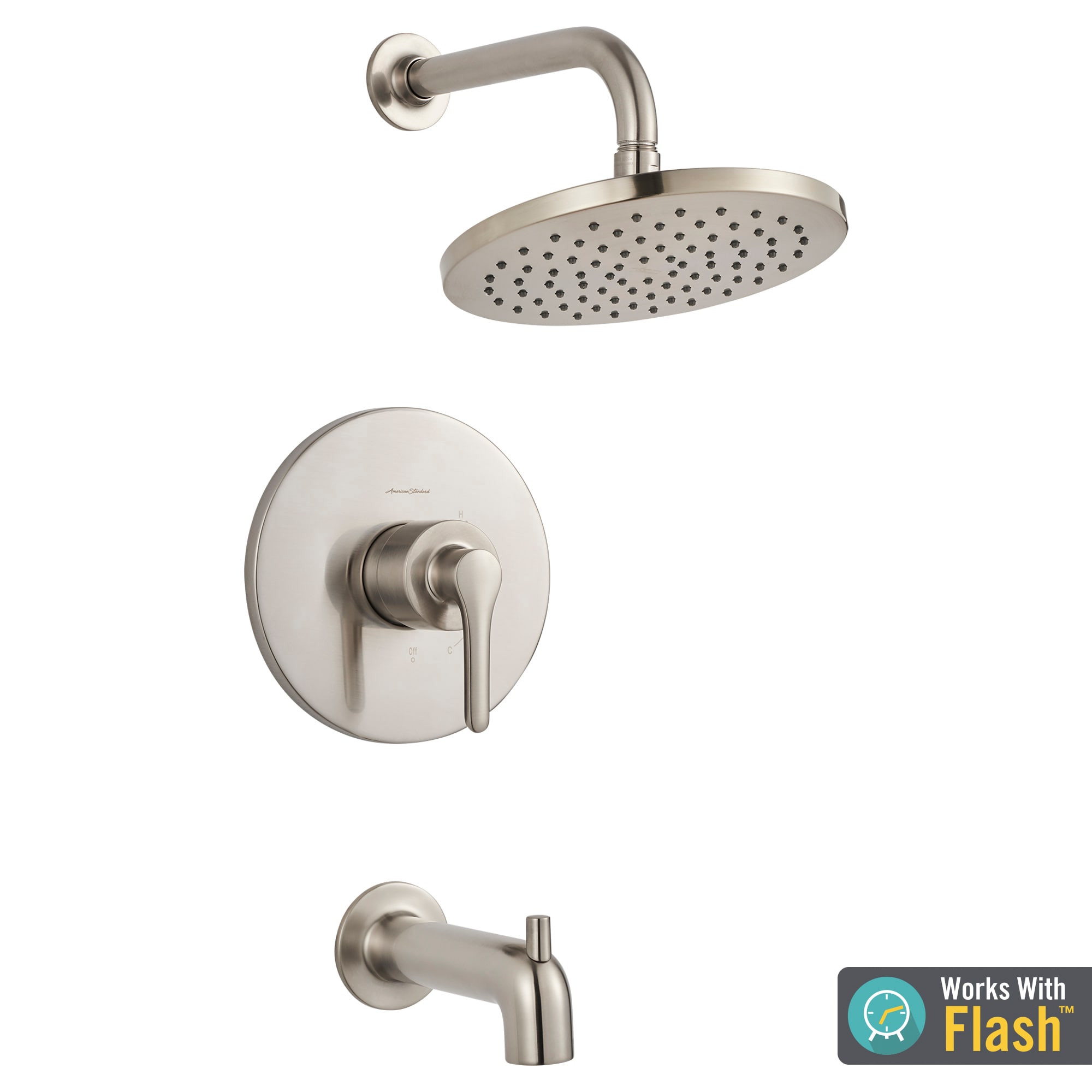American Standard TU105508.295 Studio S Brushed Nickel 1-handle Single function 8-Inches Round Bathtub and shower Faucet