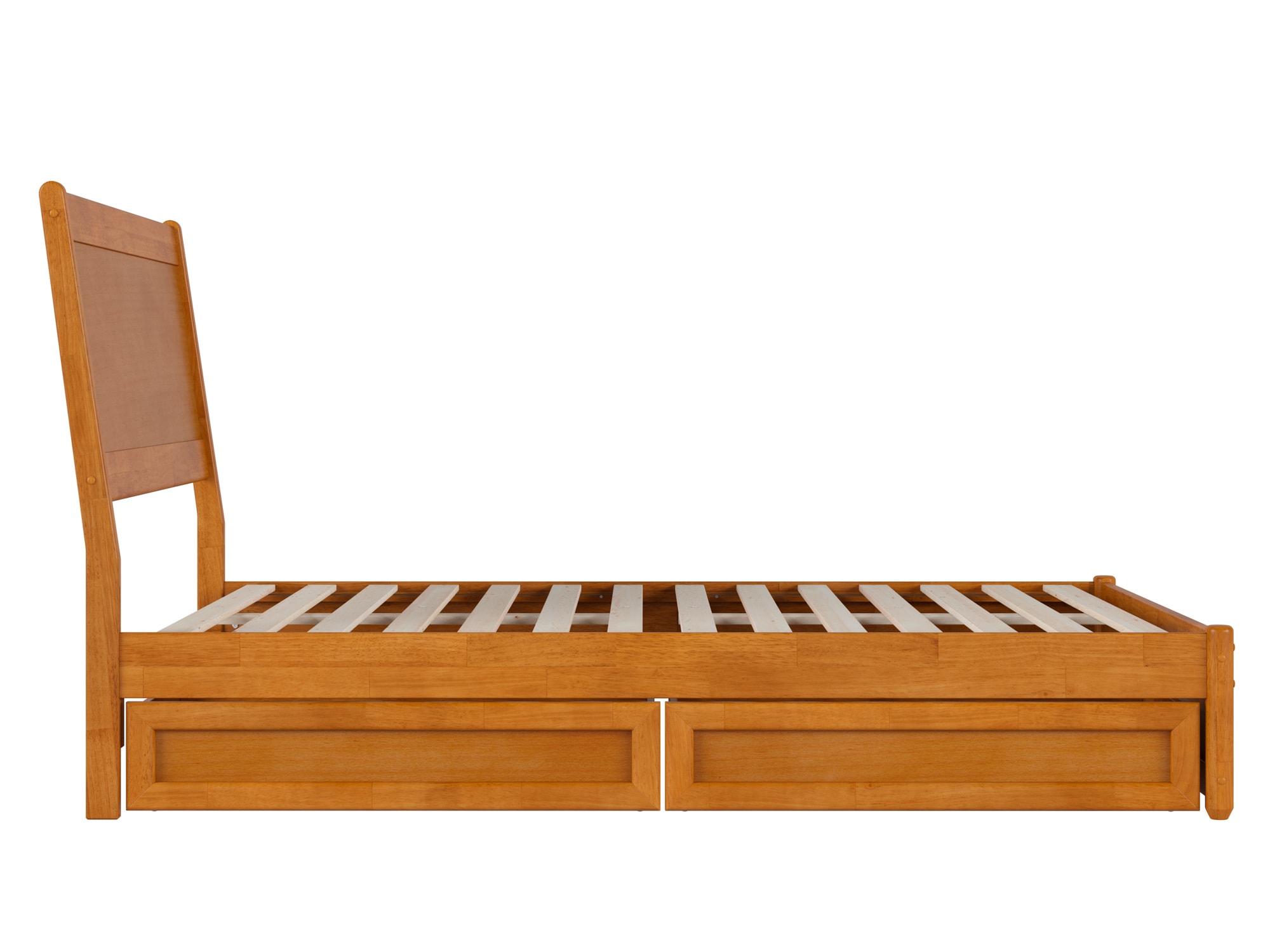 Light Toffee Full Wood Platform Bed with Storage Drawers