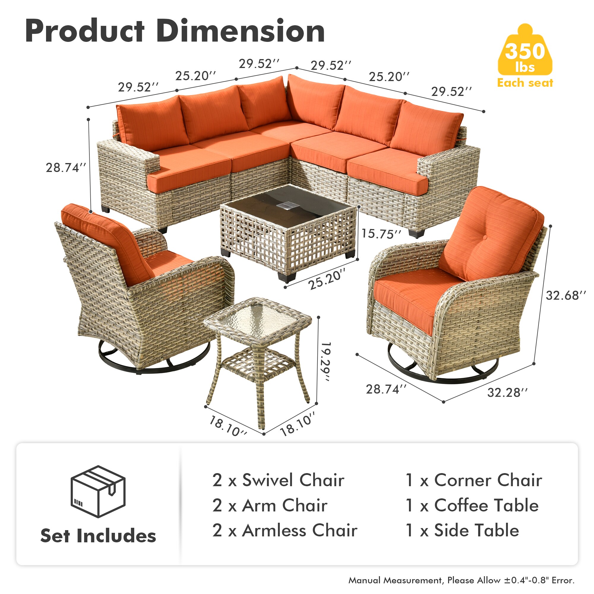 Ovios TS809TYV Patio-Conversation-Sets - View #9