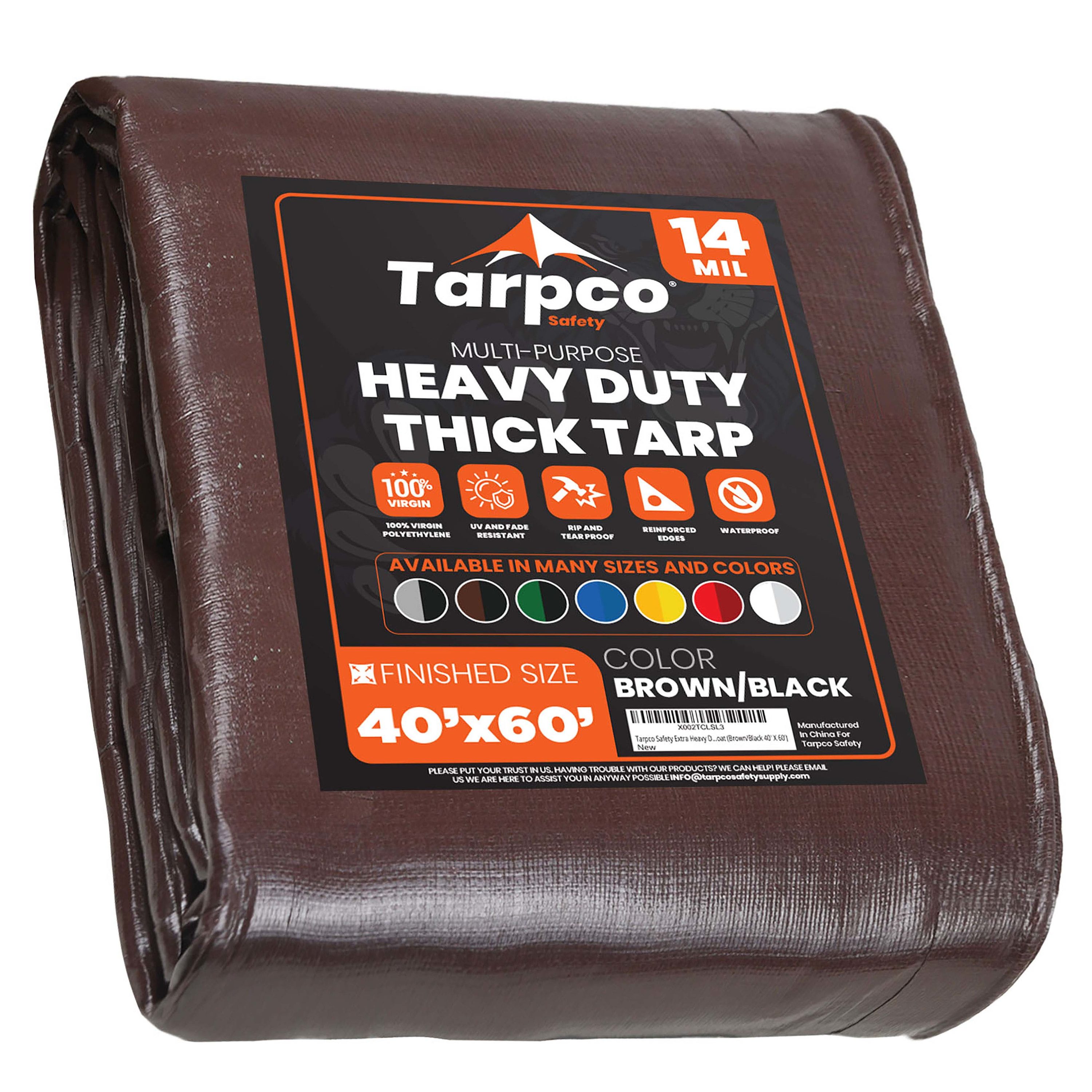 Tarpco Safety TS-102-40X60 40-ft x 60-ft Brown Waterproof Commercial Polyethylene 14-Mils Tarp
