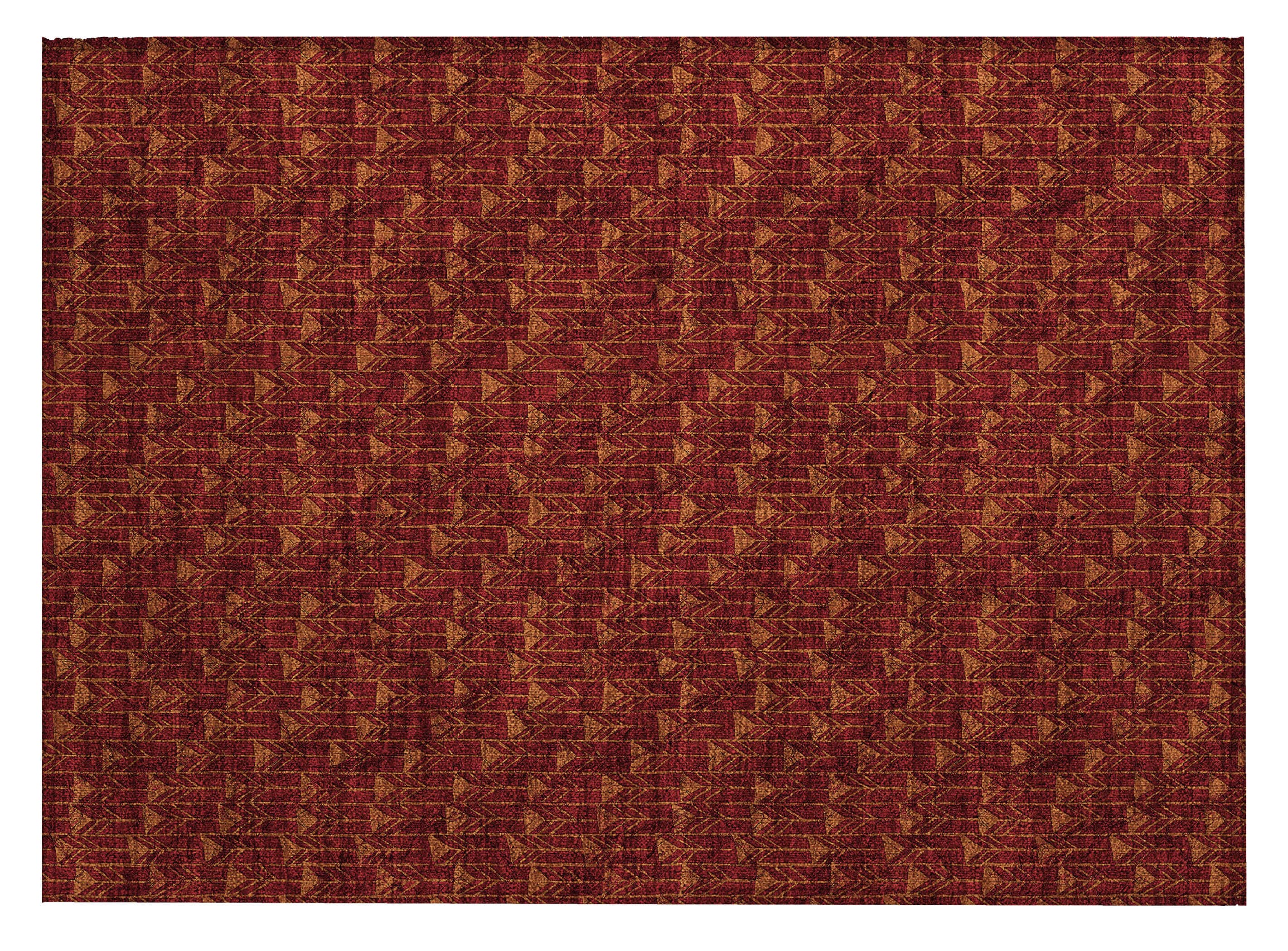 Burgundy Geometric Synthetic Flat Woven Rectangular Rug