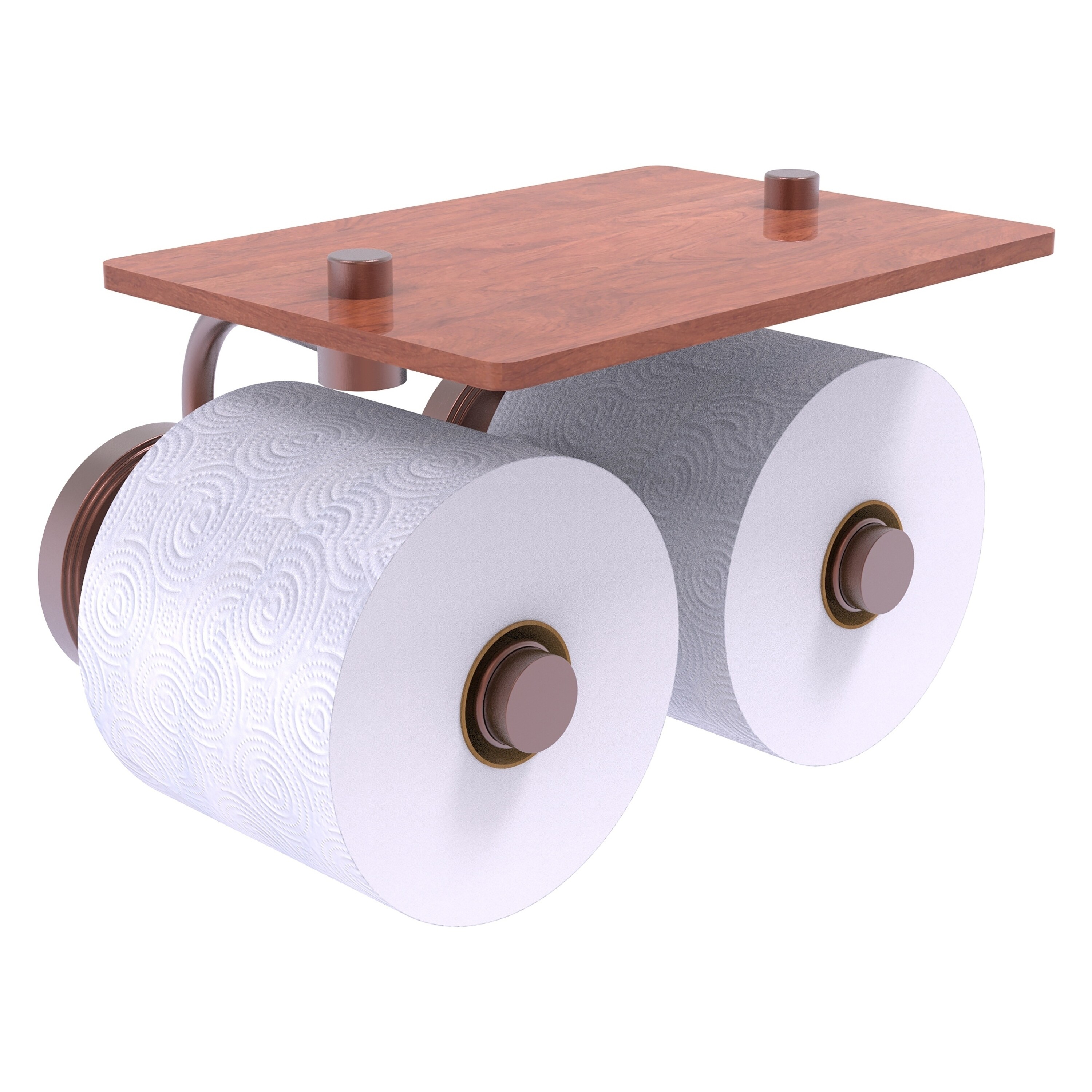 Allied Brass PR-24-2S-IRW-CA Prestige Regal Antique Copper Wall mount Double post Toilet Paper Holder 2 -Rolls with Storage