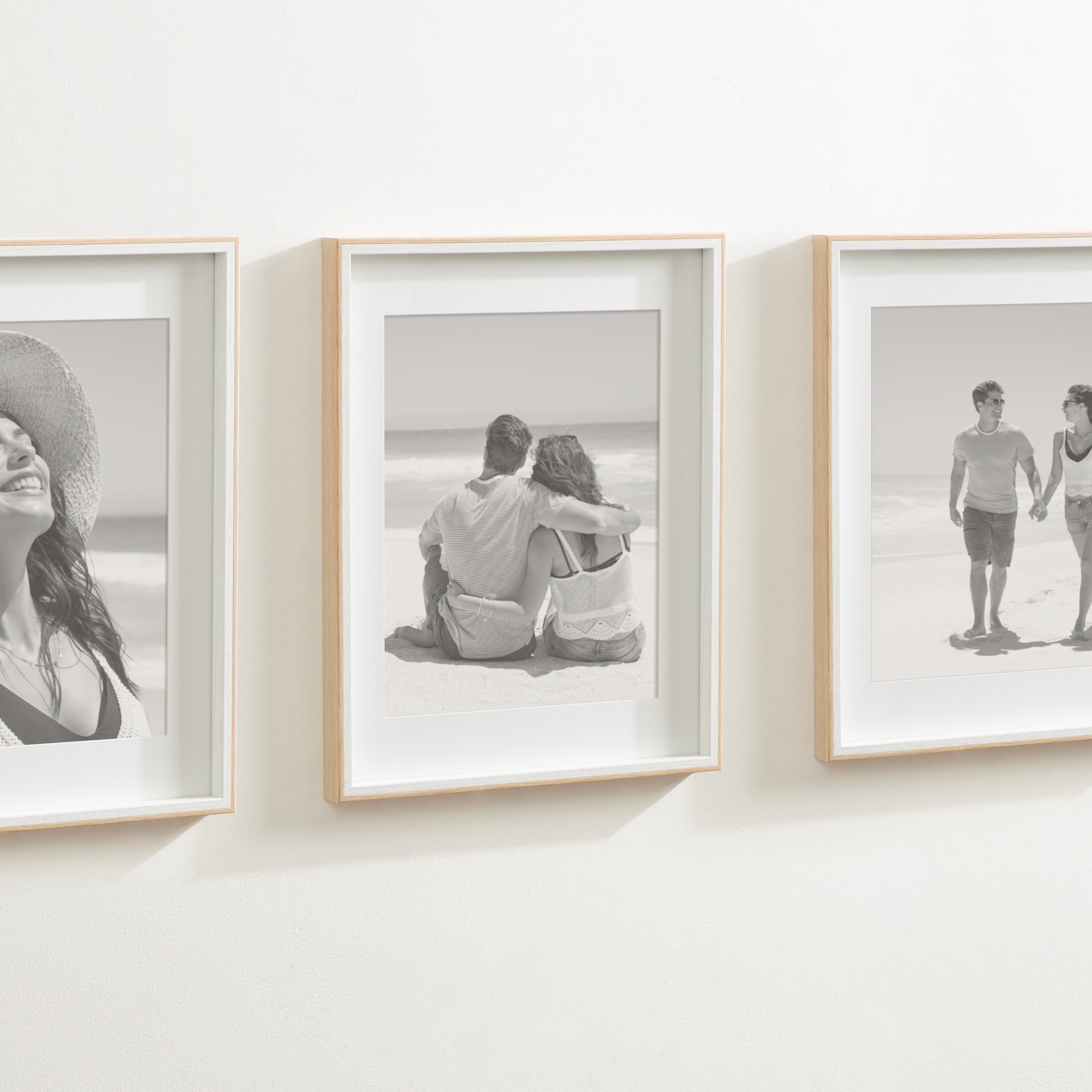 White and Natural Wood 14x18 Picture Frame Set of 3