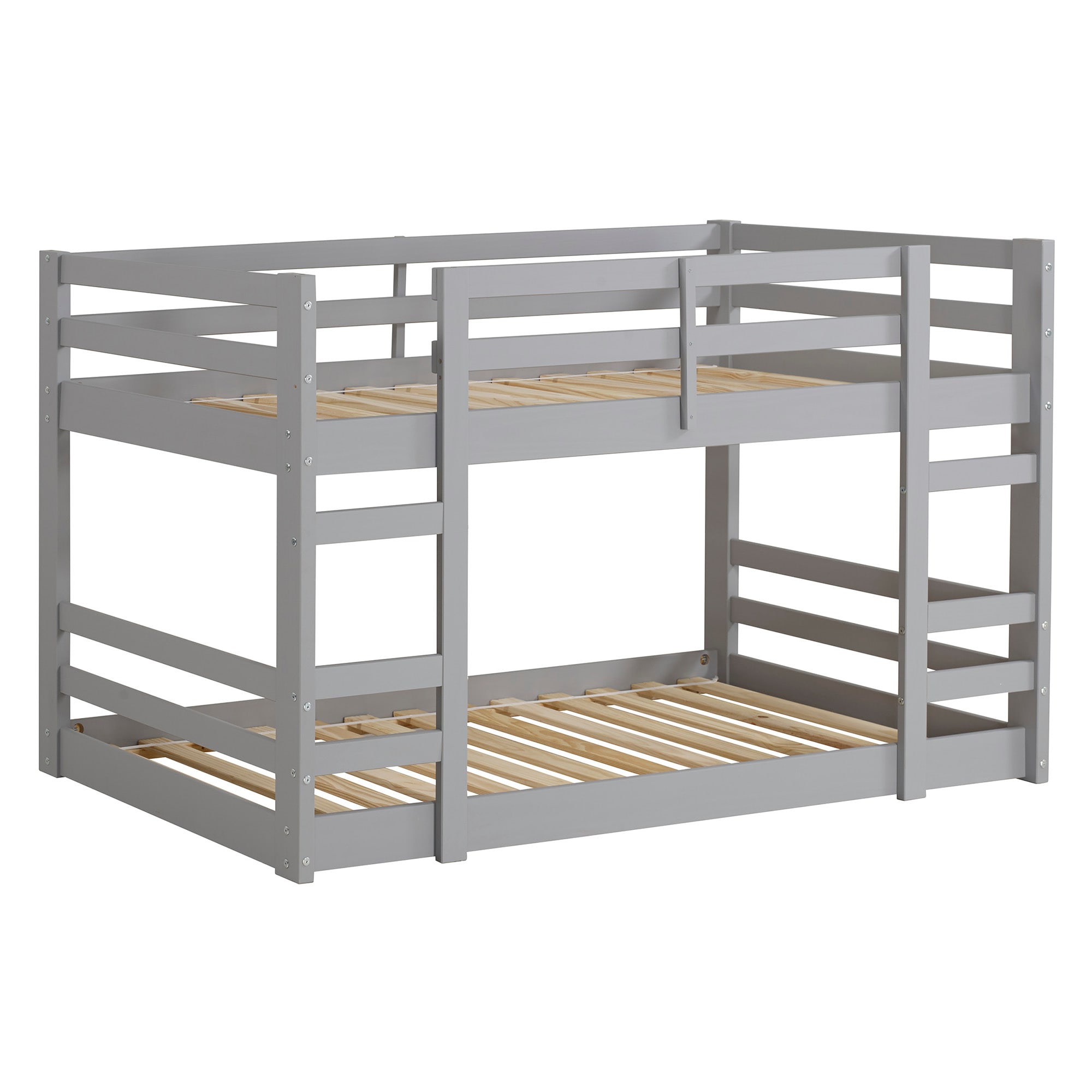LOVMOR SF-M-B185P244295 Classic Solid Wood Stackable Twin over Twin Bunk Bed Frame Grey