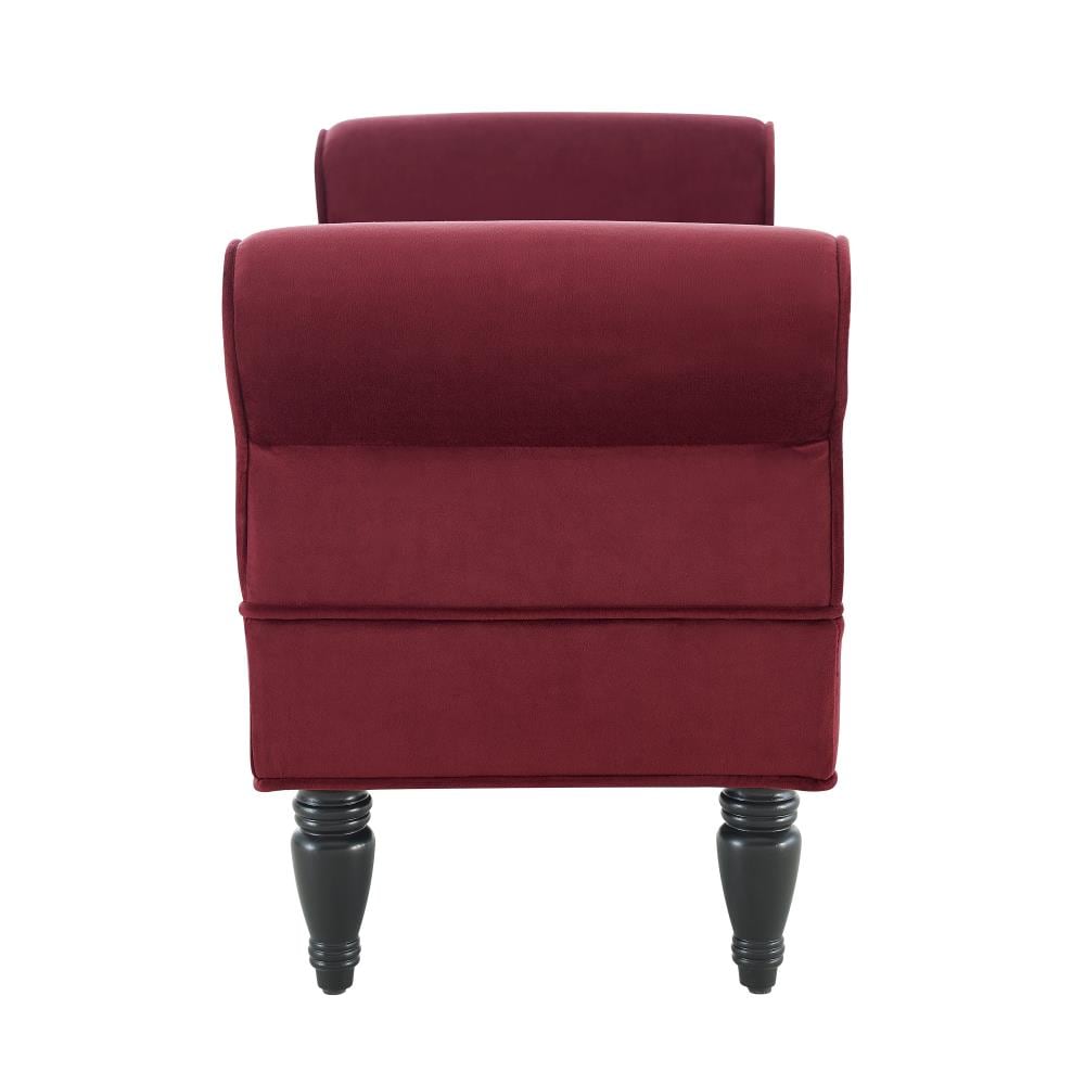 Berry Upholstered Bedroom Bench with Dark Mahogany Feet