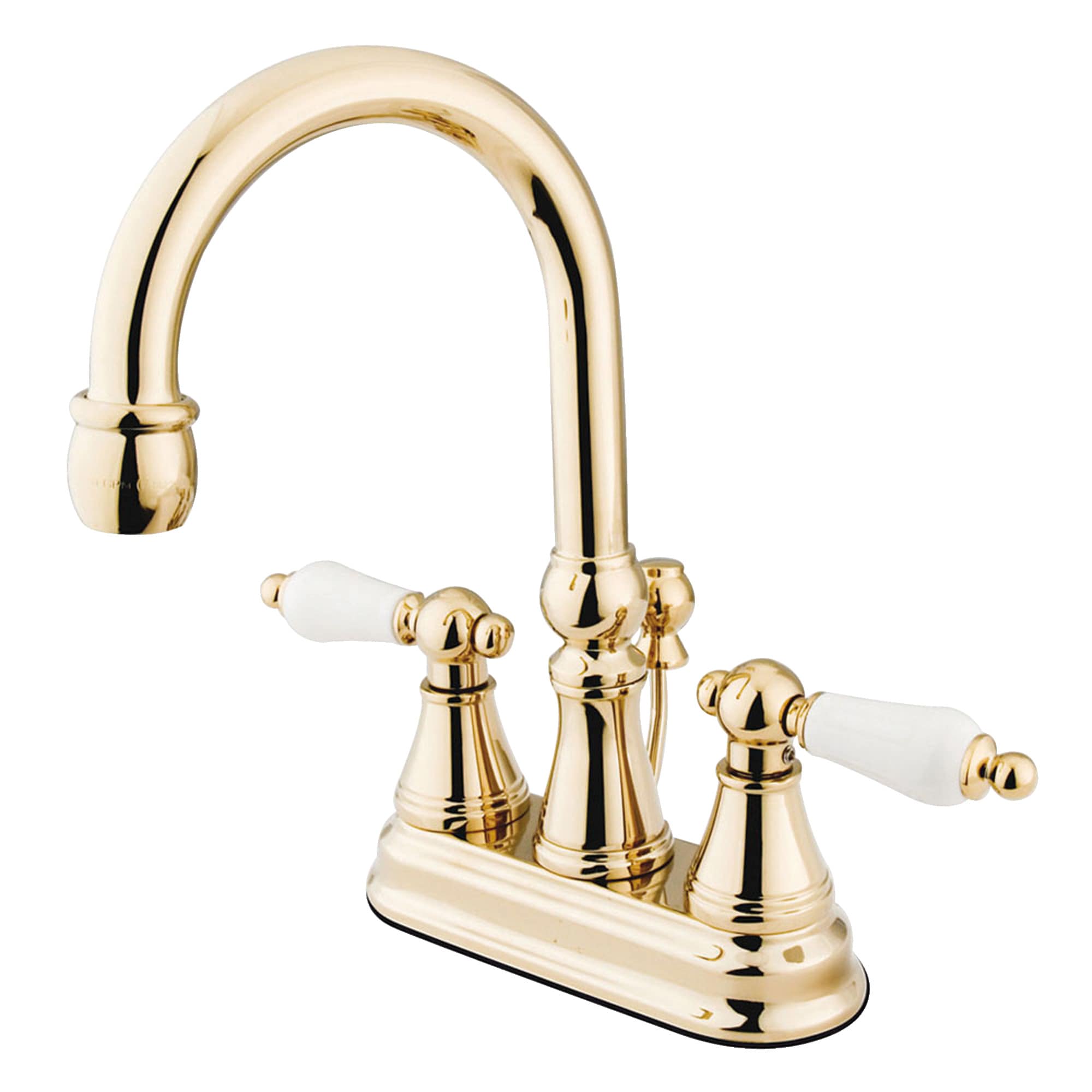 Elements of Design ES2612PL Polished brass 4-in centerset 2-handle High-arc Residential Handle Bathroom Sink Faucet with Drain
