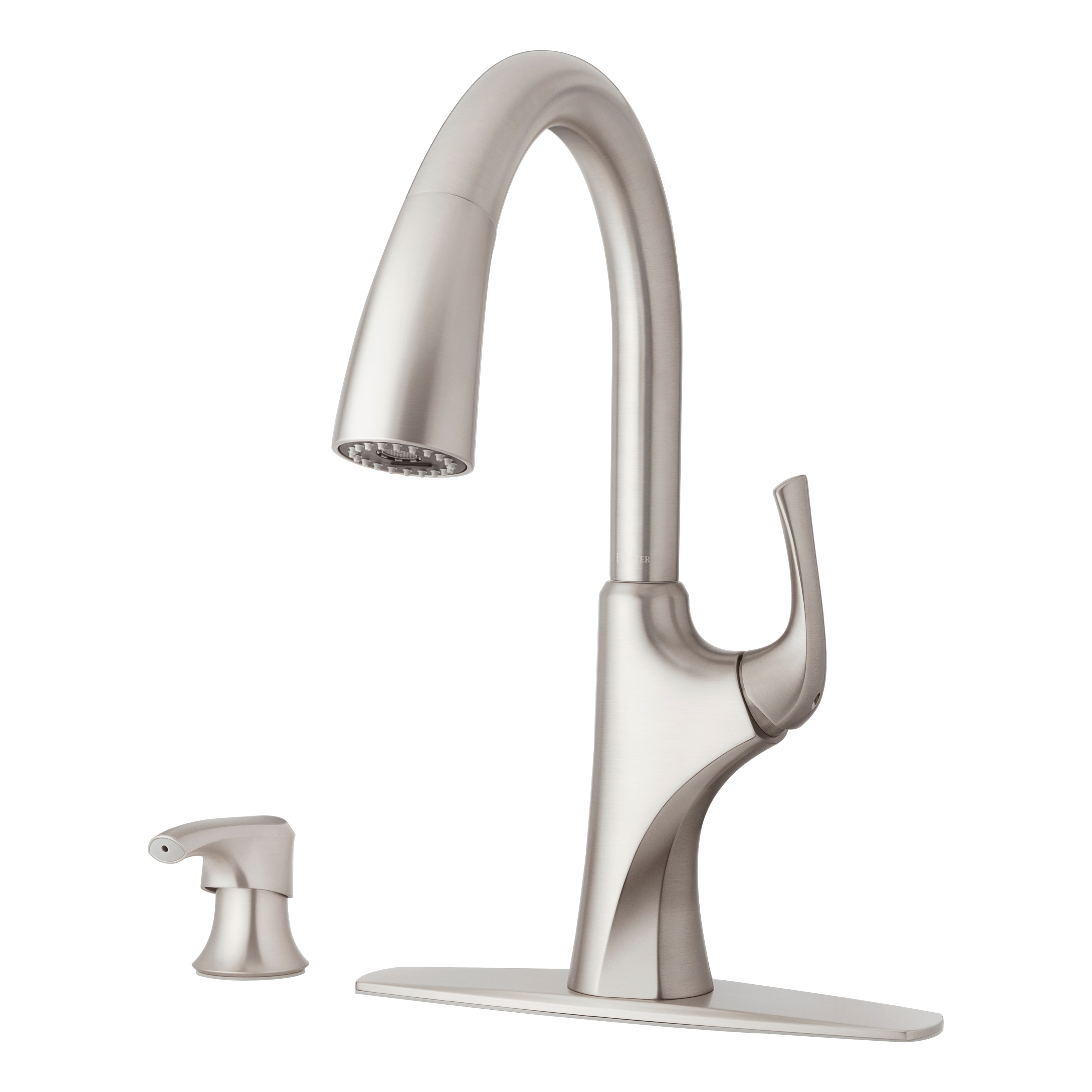 Rancho Stainless Steel Single Handle High-arc Kitchen Faucet with Deck Plate and Soap Dispenser Included | - Pfister F-529-7RCHGS