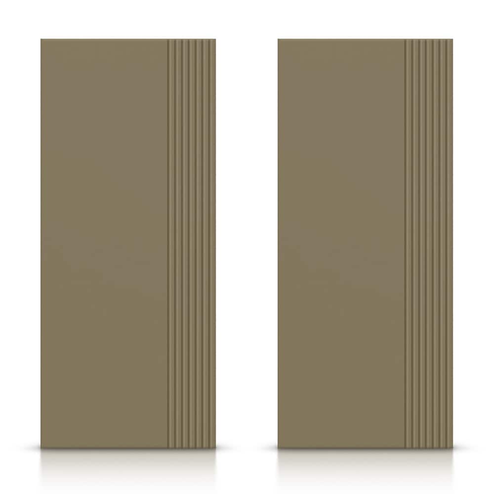 CALHOME CMD-CNC230-96X30SL(2 CNC-230 60-in x 96-in Olive Green Crossbuck Smooth Hollow core Stained MDF Closet Sliding Door
