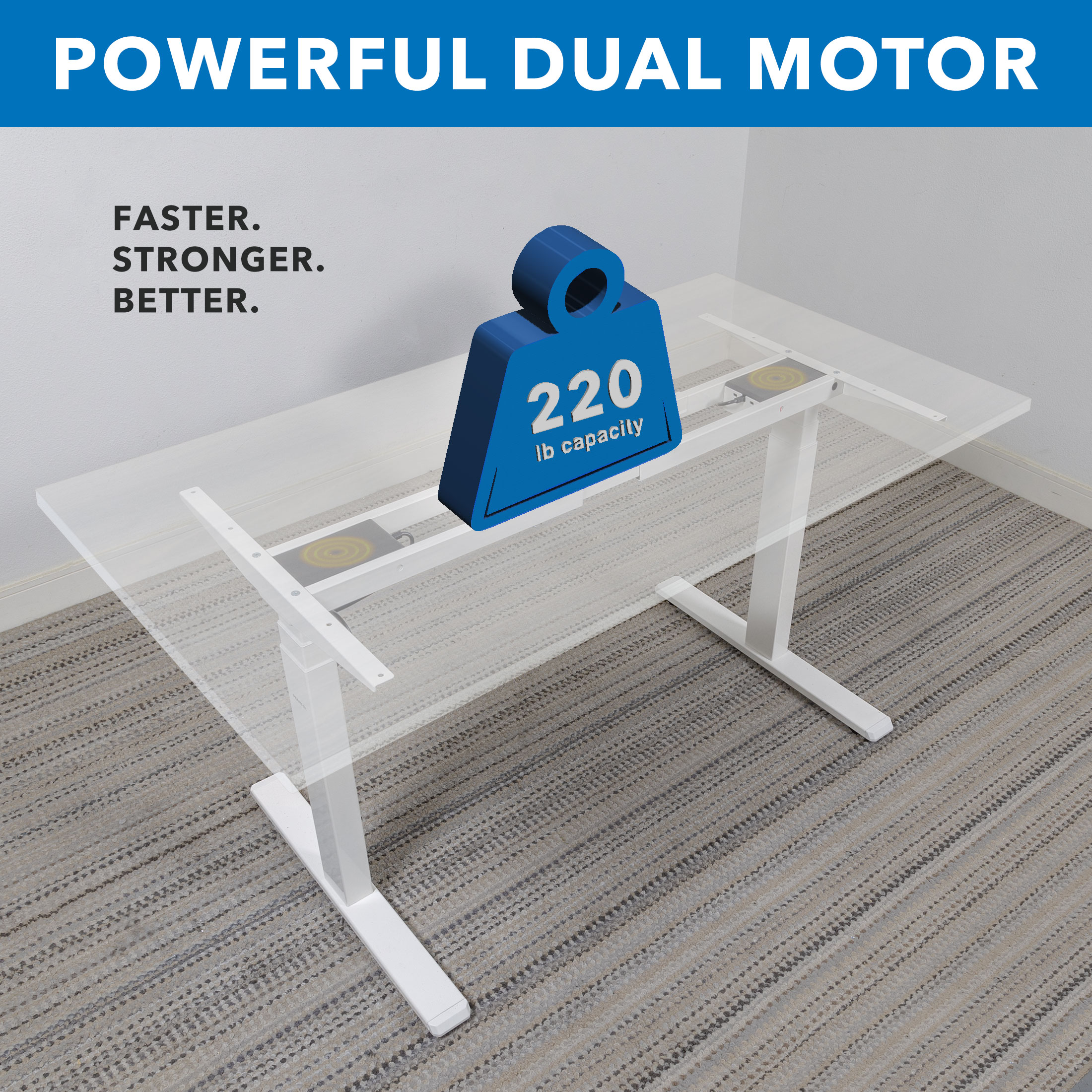 Elevate 47'' White Dual Motor Electric Sit-Stand Desk with Touchscreen Control