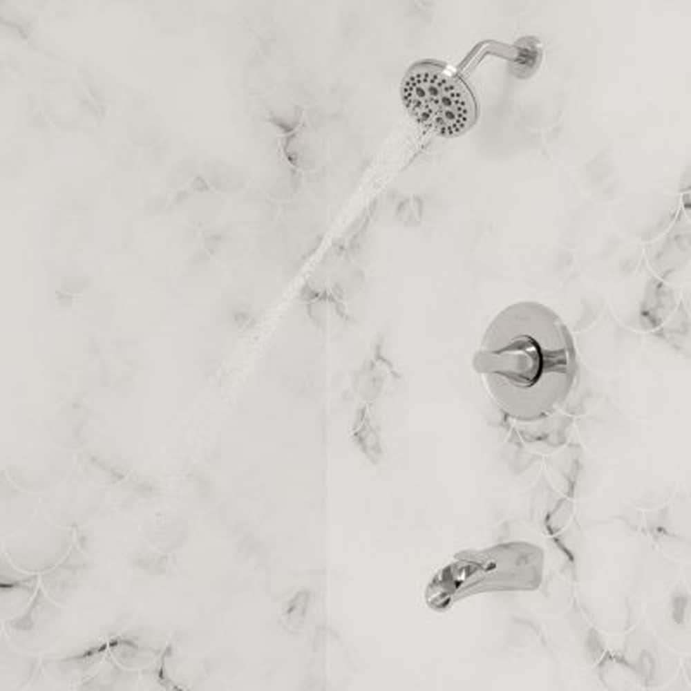 Polished Chrome Wall Mounted Tub and Shower Faucet with Pulse Rain Jet