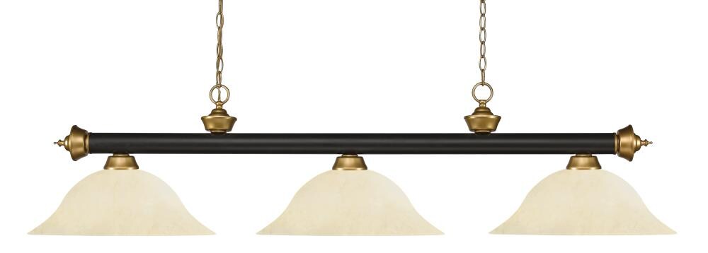 Z-Lite 200-3BRZ+SG-GM16 Riviera Bronze + Satin Gold Incandescent Medium base (E-26) Pool Table Lighting