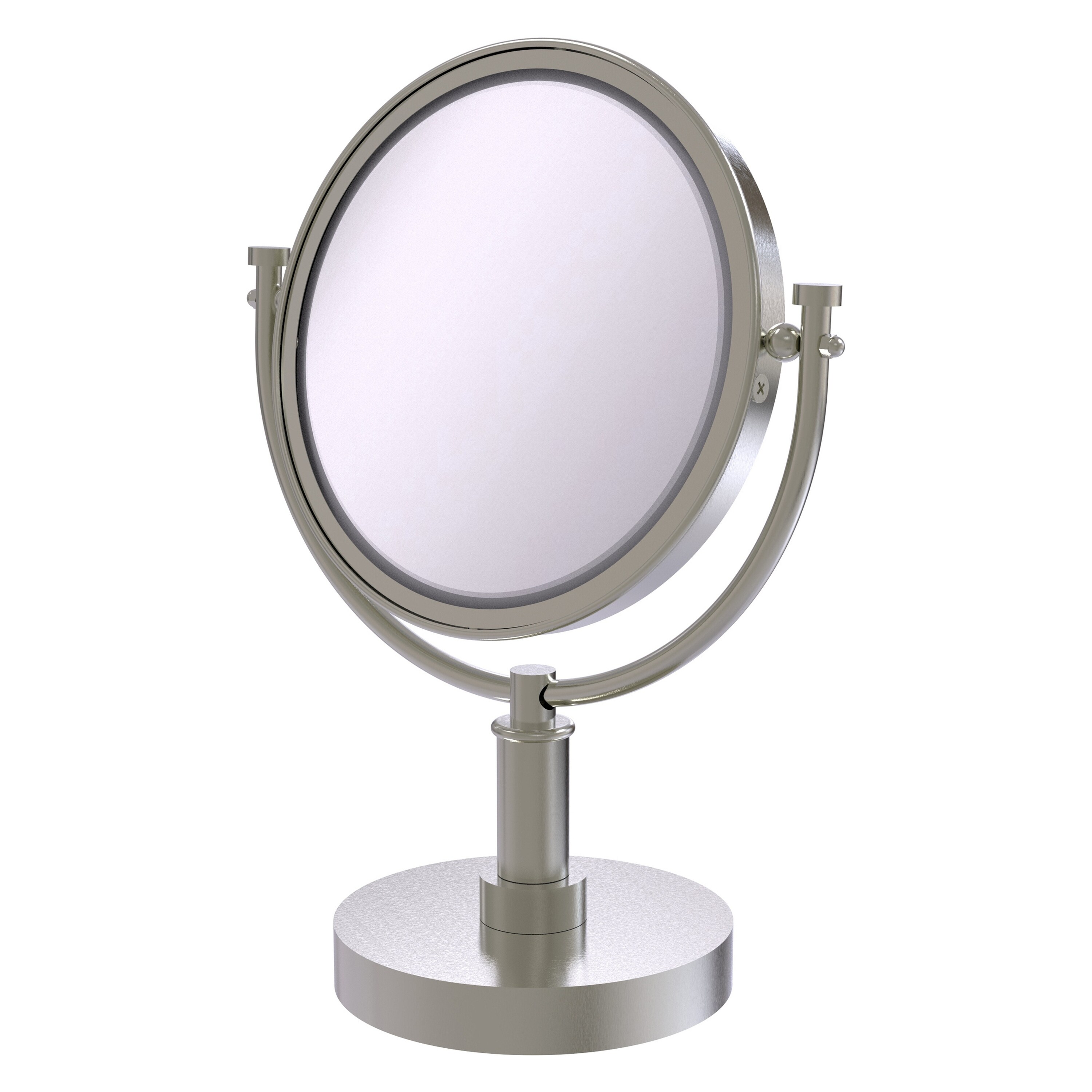 Allied Brass 8-in x 15-in Satin Brass Double-Sided Magnifying Countertop Vanity Mirror