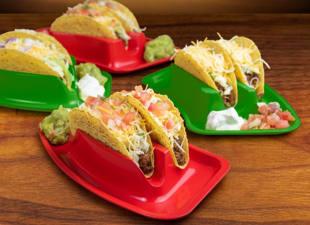 Taco Holder Plates Taco Accessories Stainless Steel Taco Shell Holders Taco  Tray Plates Taco Bar Serving Dishes With Sauce Bowl