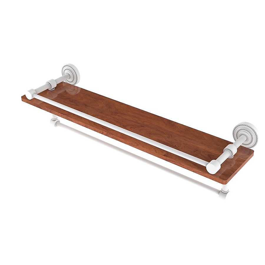 Allied Brass Dottingham Matte White 1-Tier Brass Wall Mount Bathroom Shelf Allied Brass Dottingham Matte White 1-Tier Brass Wall Mount Bathroom Shelf