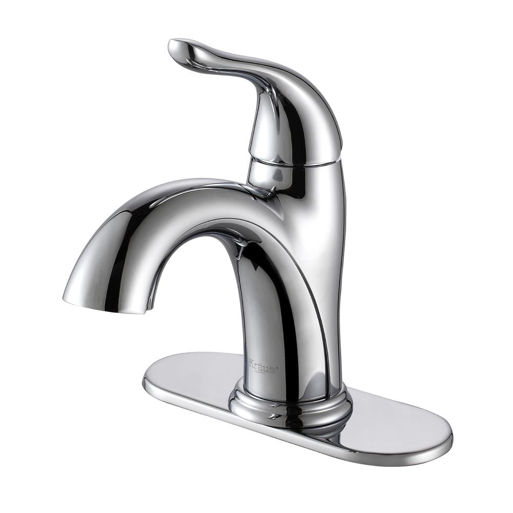 Kraus FUS-1011CH Arcus Chrome 1-handle Single Hole WaterSense Low-arc Bathroom Sink Faucet with Deck Plate