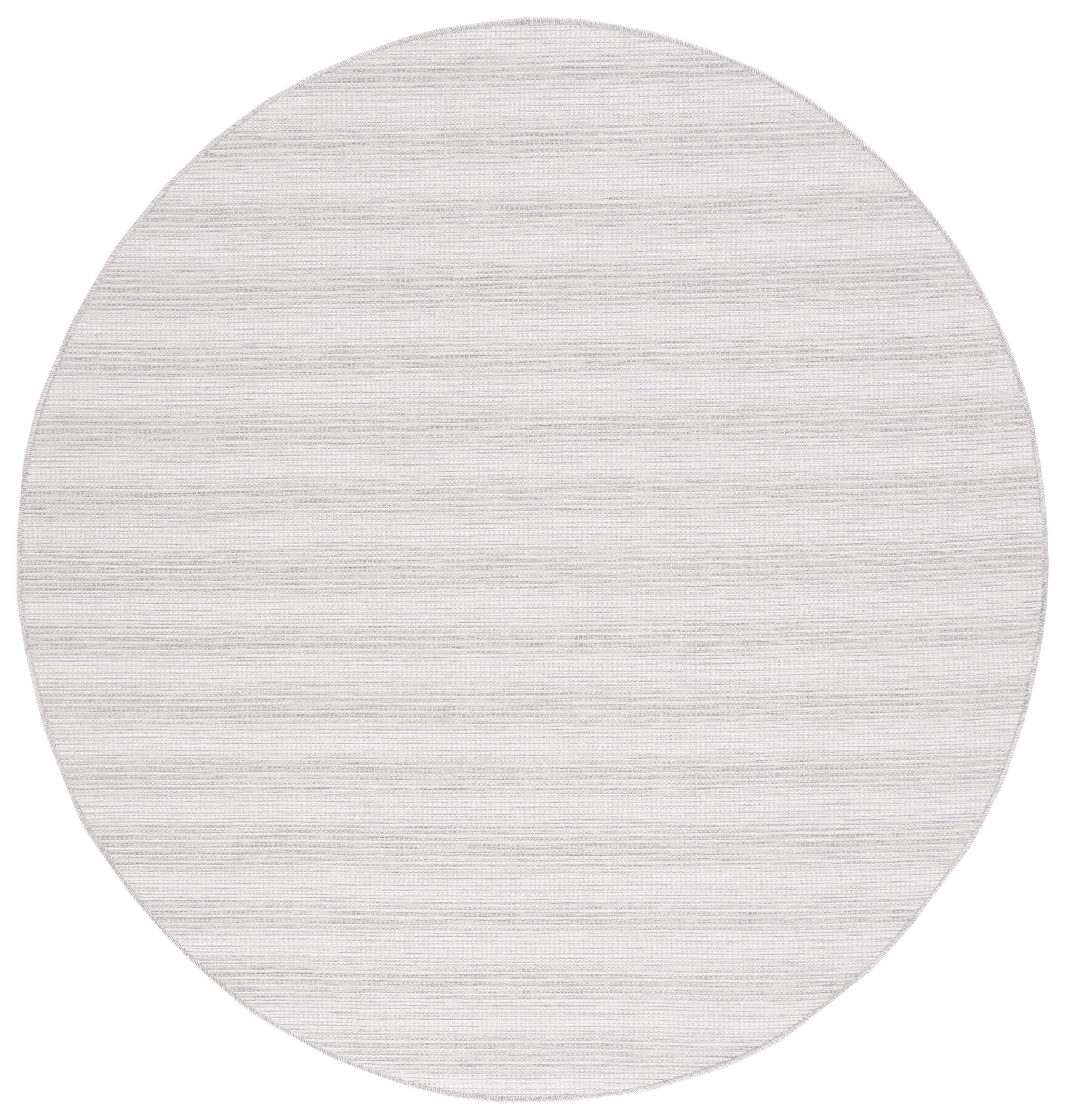 Ivory and Grey Round Synthetic Indoor/Outdoor Rug