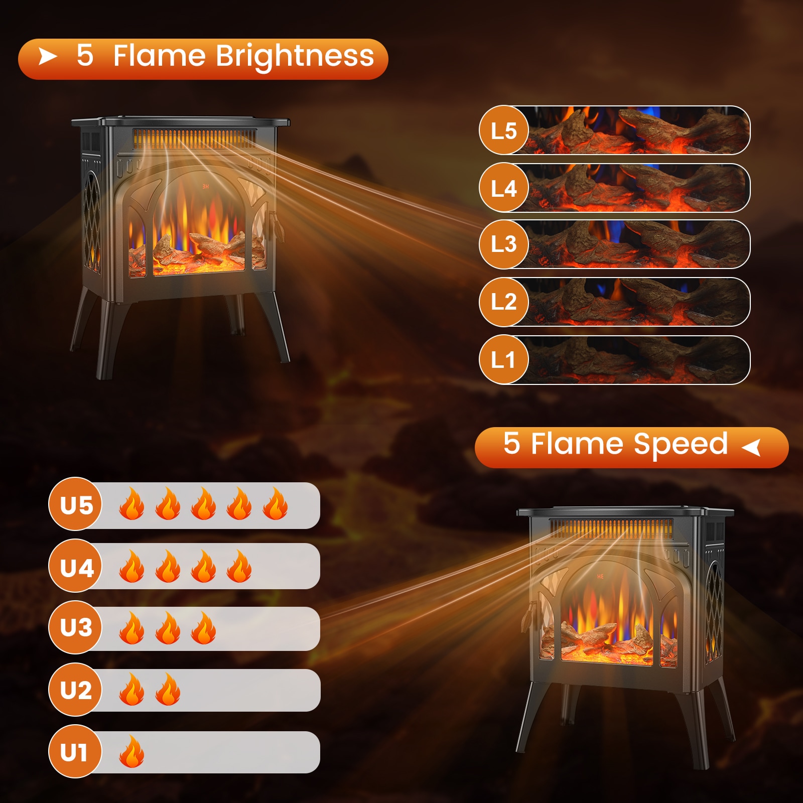 COWSAR LS180BSBK Electric-Fireplaces - View #4