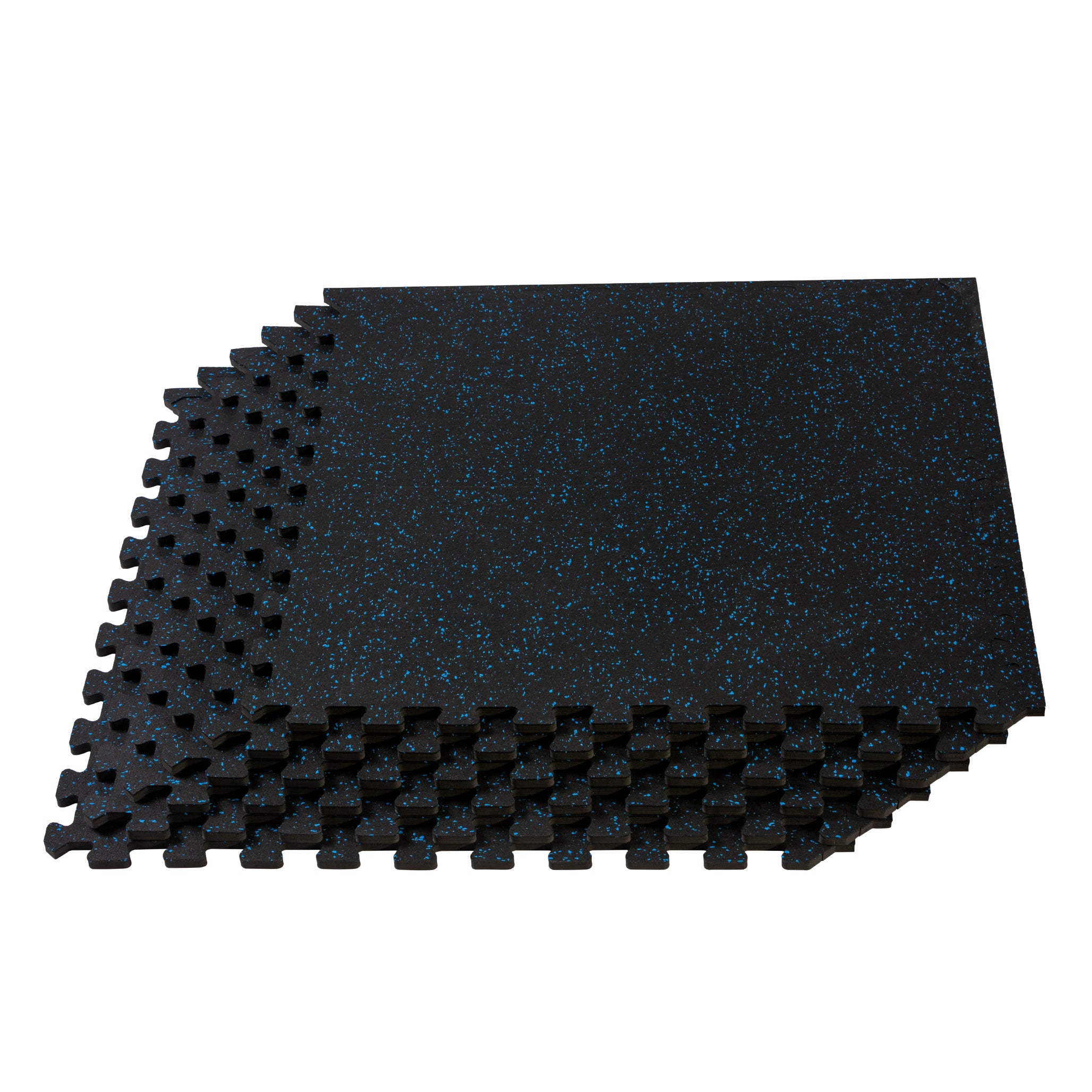We Sell Mats VRX-24BLFLEC4.1-10M Interlocking Black and Blue Foam Square Indoor Anti-fatigue mat