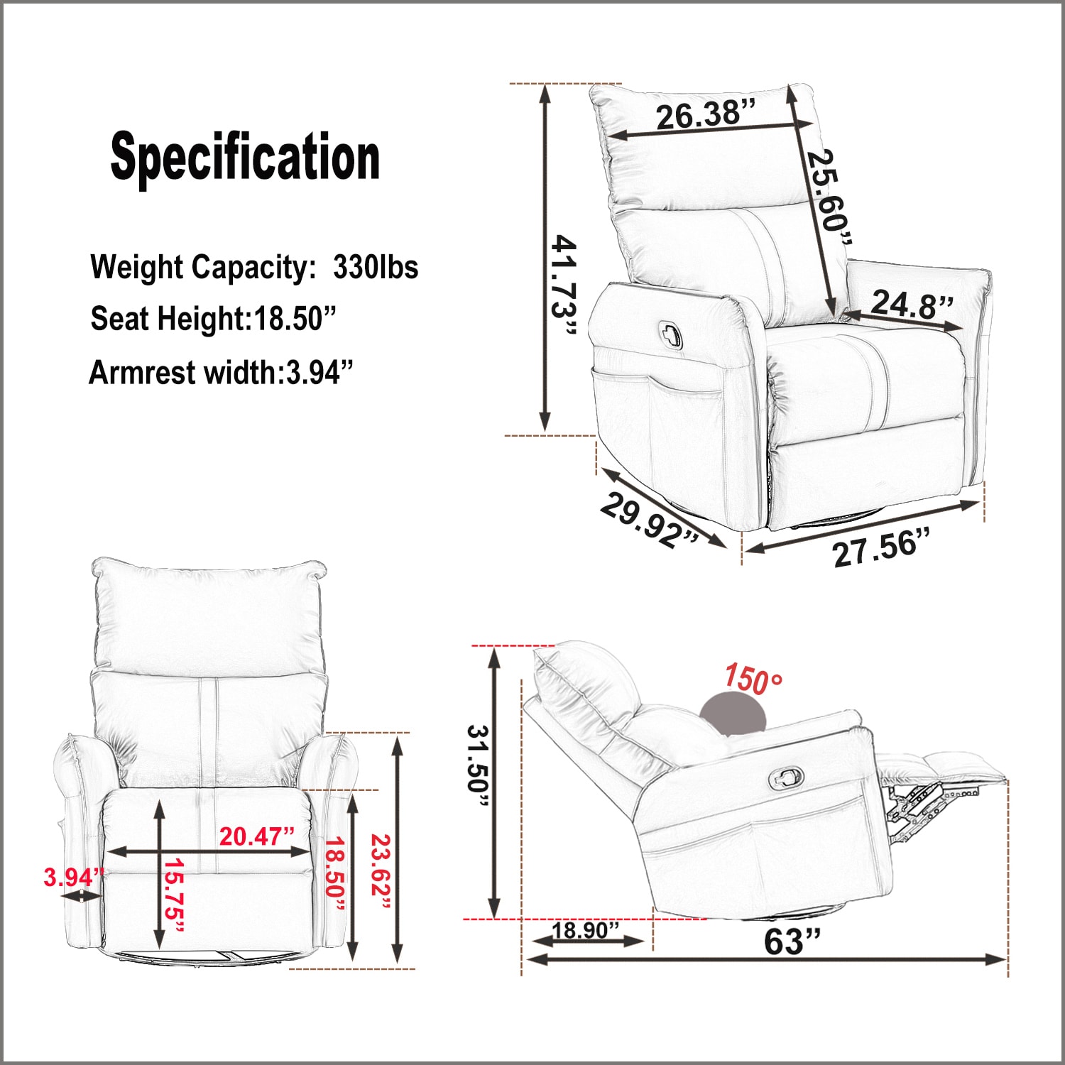 GZMR GM-W5302 recliners - View #7