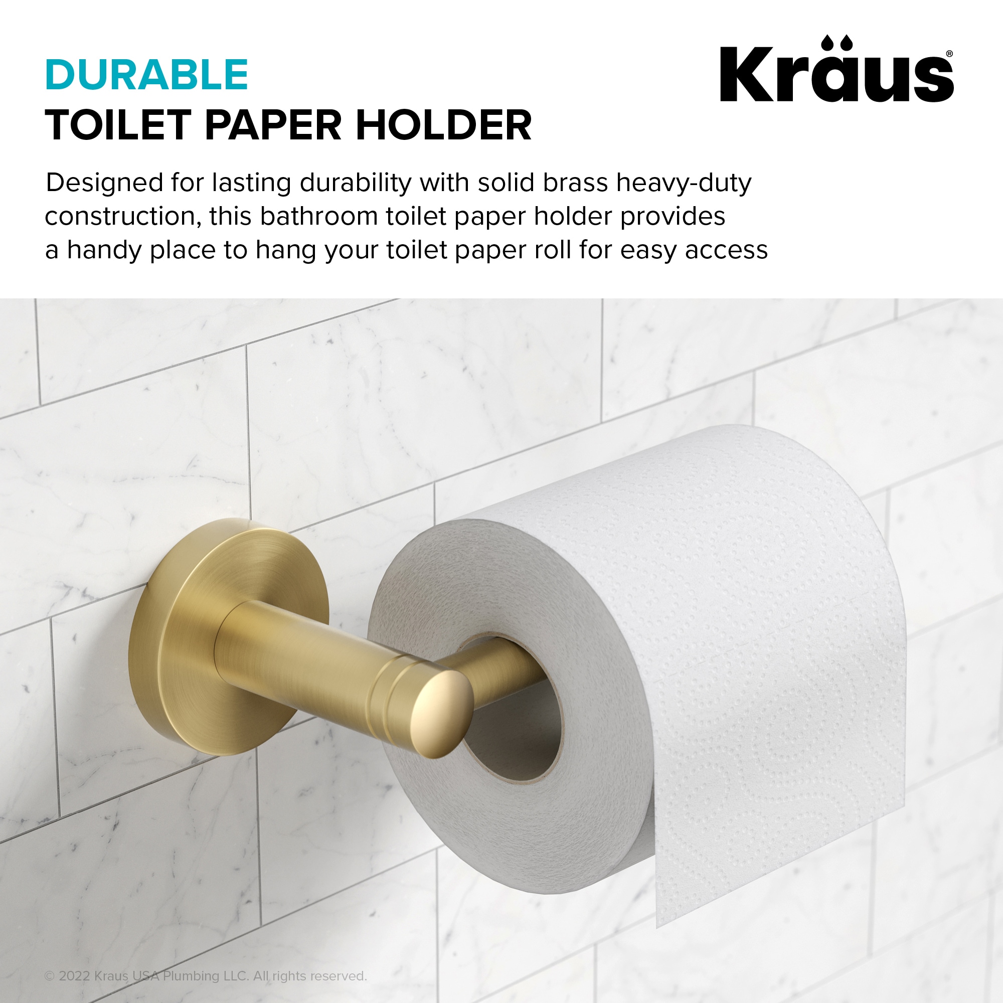 Kraus Elie Brushed Gold Wall Mount Single Post Toilet Paper Holder