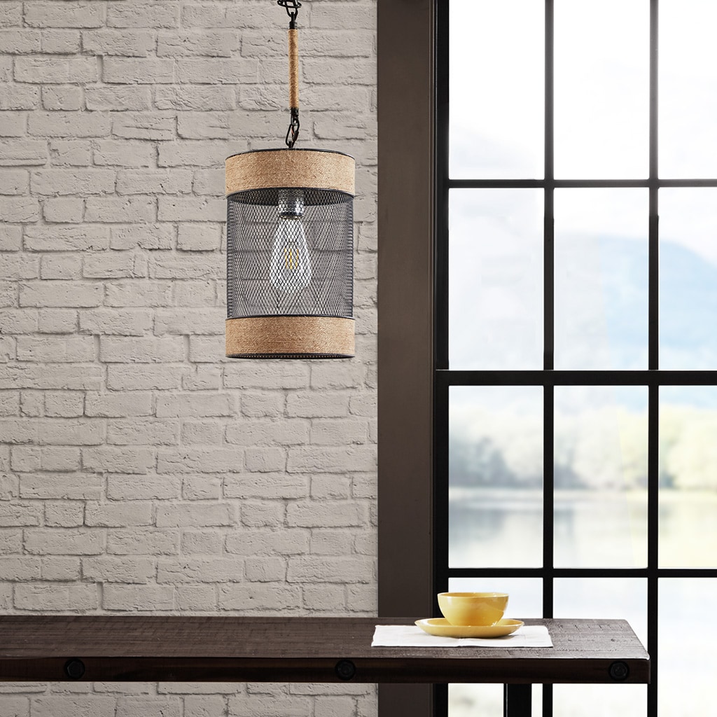 Blisstyle Natural Rope And Metal Mesh Cylinder Pendant Hanging Pendant Lights Kitchen Island Pendant Lighting Over Island Vintage Farmhouse