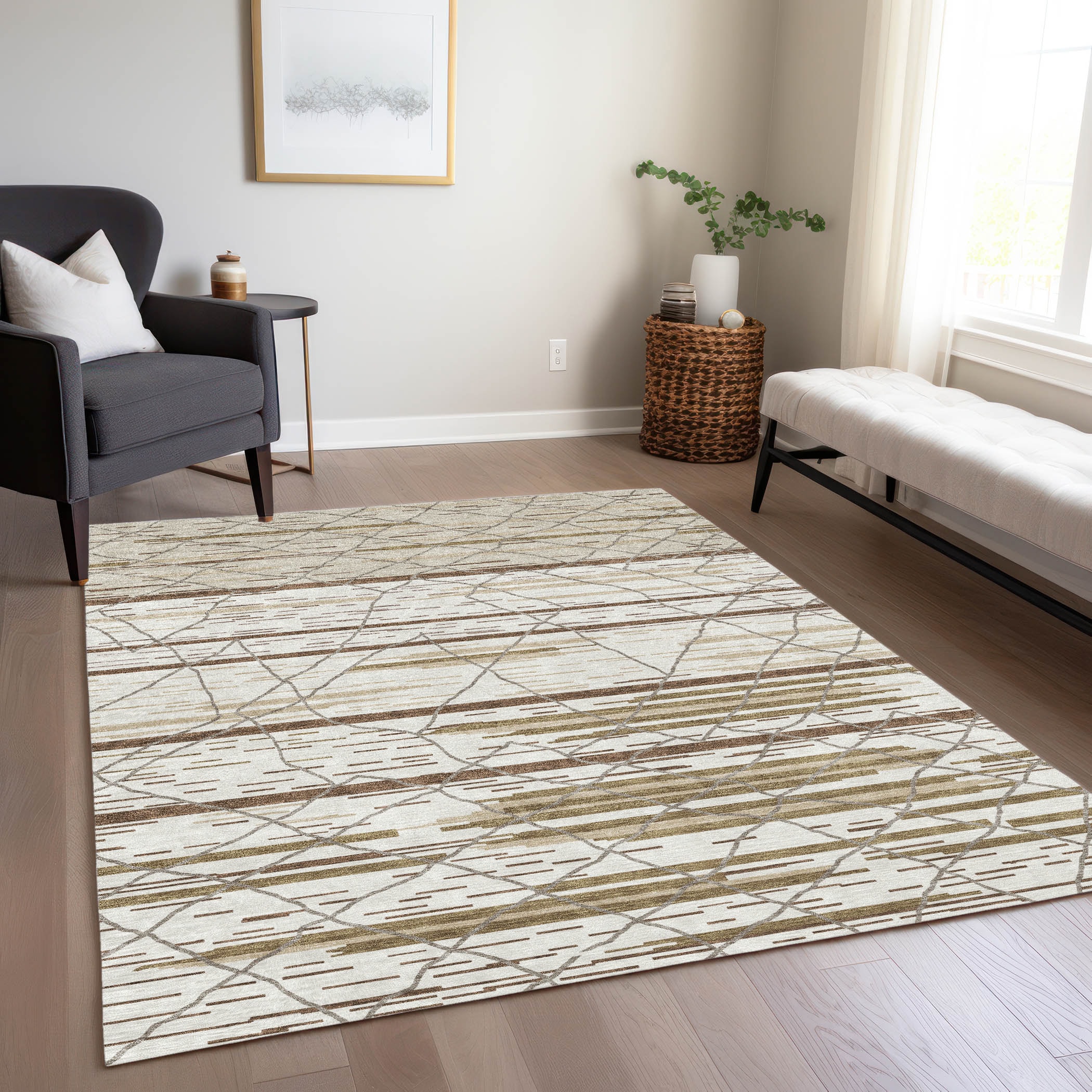 Addison Rugs ACN1025IV10X14 Chantille ACN1025IV 10 x 14 (ft) Polyester Ivory Rectangular Indoor/Outdoor Geometric Machine washable Area rug